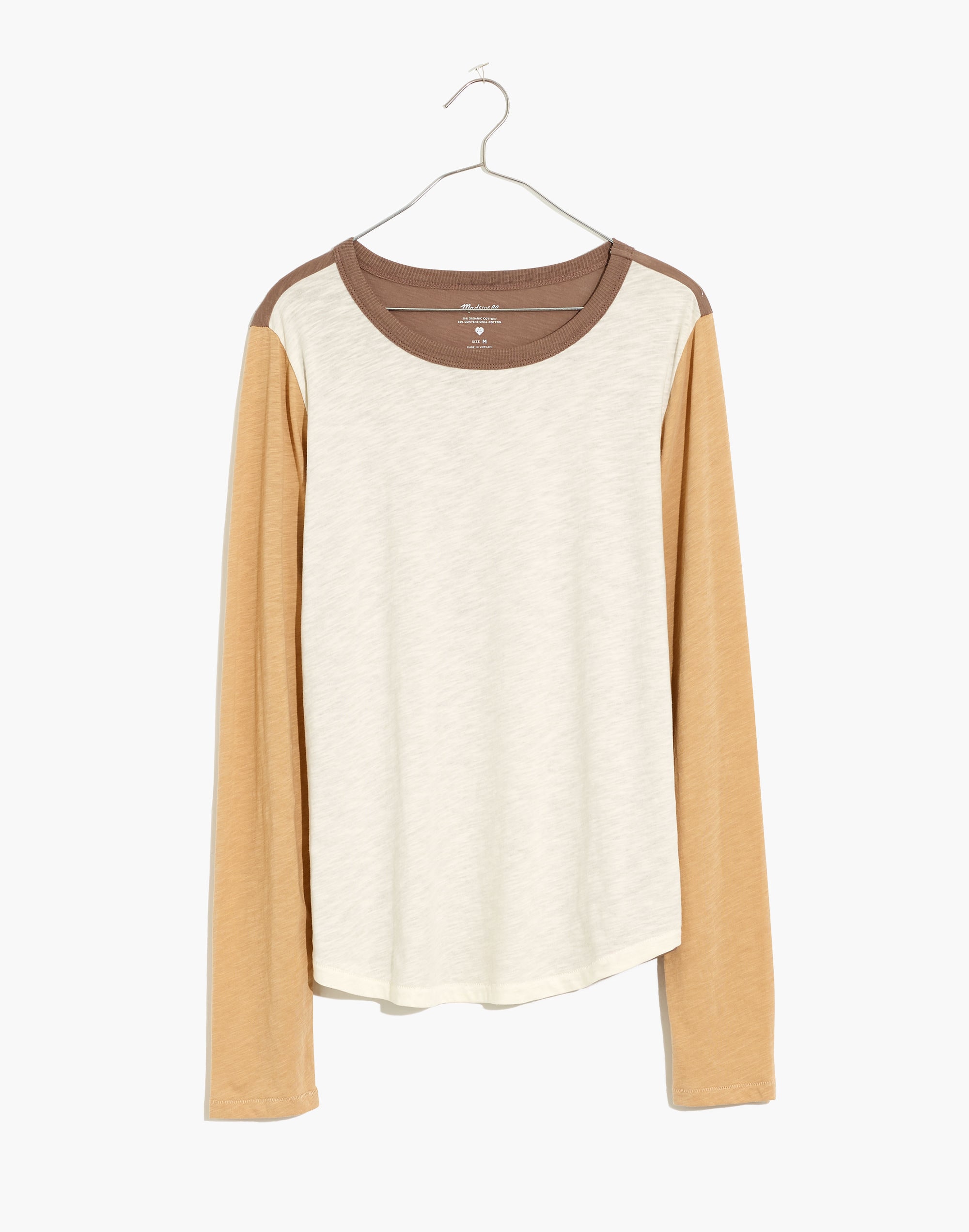 Whisper Cotton Rib-Crewneck Long-Sleeve Tee Colorblock | Madewell