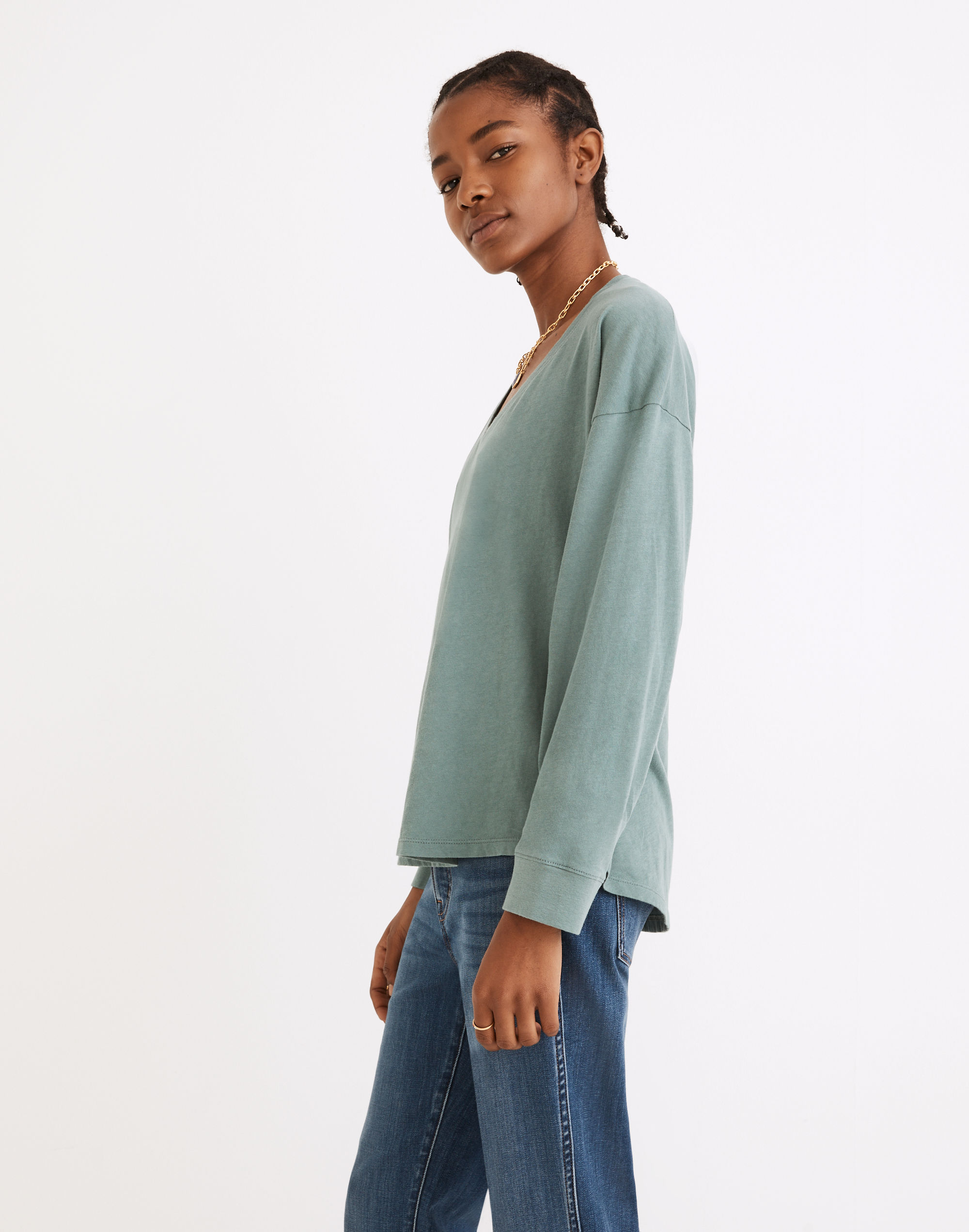 Softfade Cotton V-Neck Relaxed Tee | Madewell