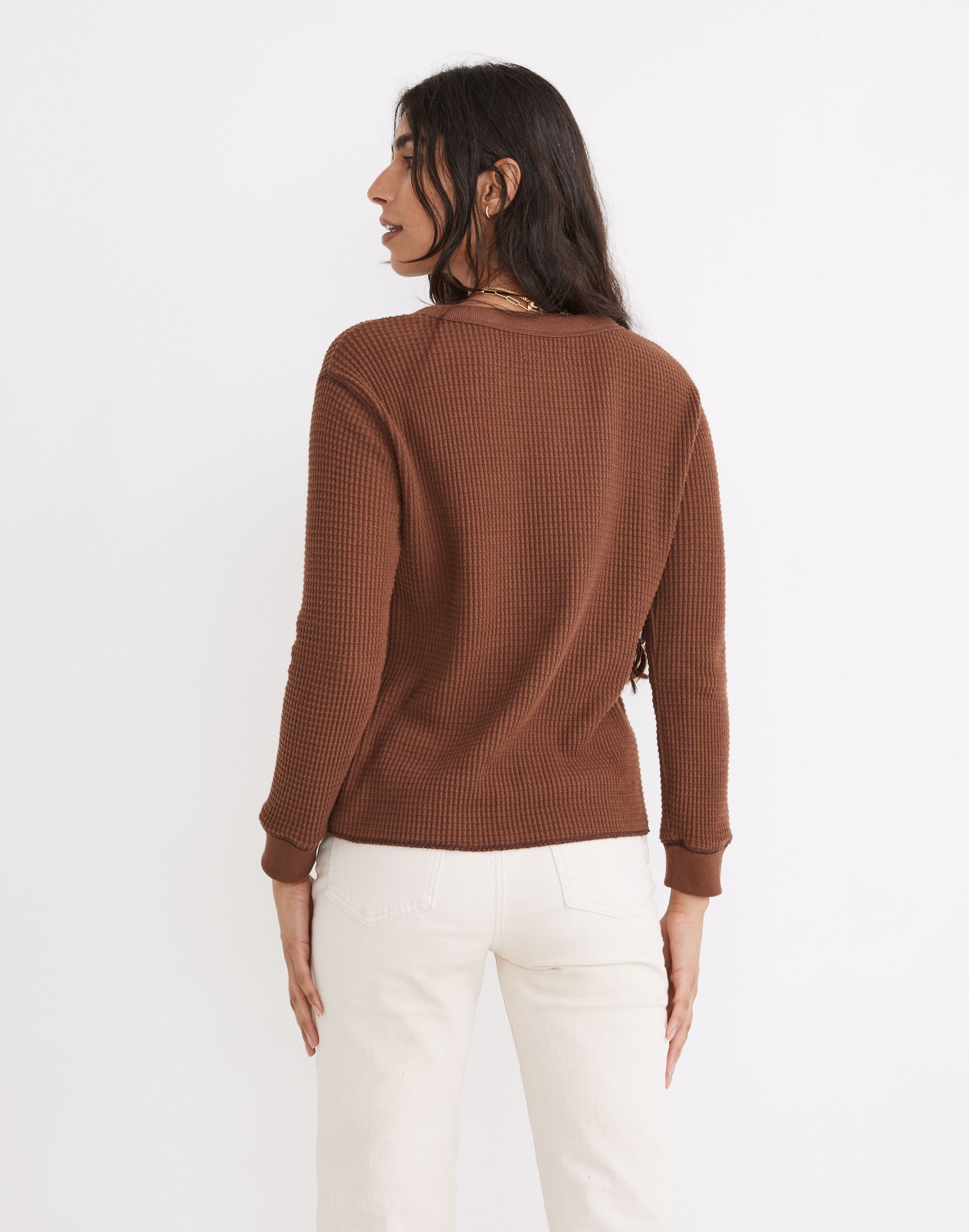 Waffle Split-Neck Crop Tee | Madewell