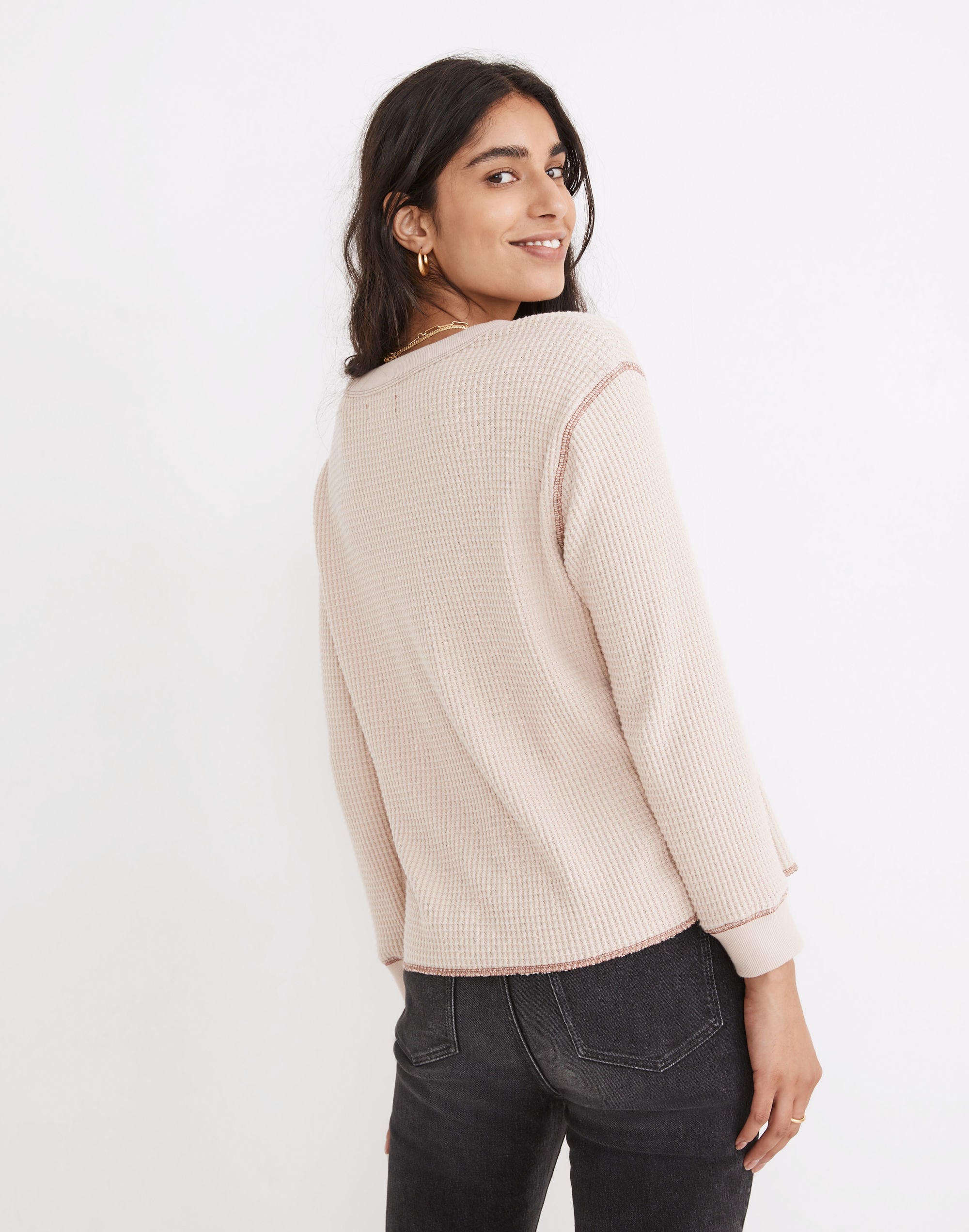 Waffle Split-Neck Crop Tee | Madewell