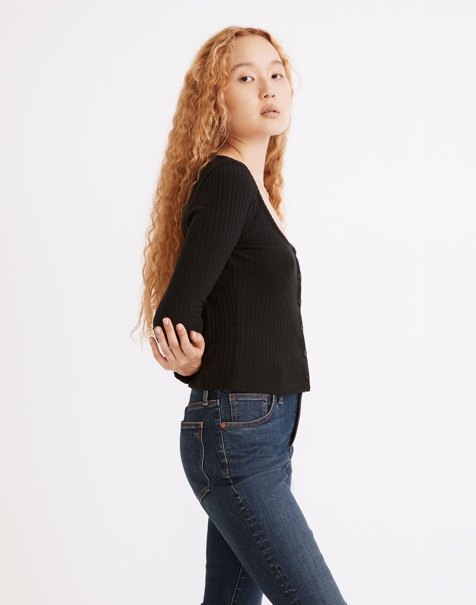 Ribbed Cardigan Crop Tee | Madewell