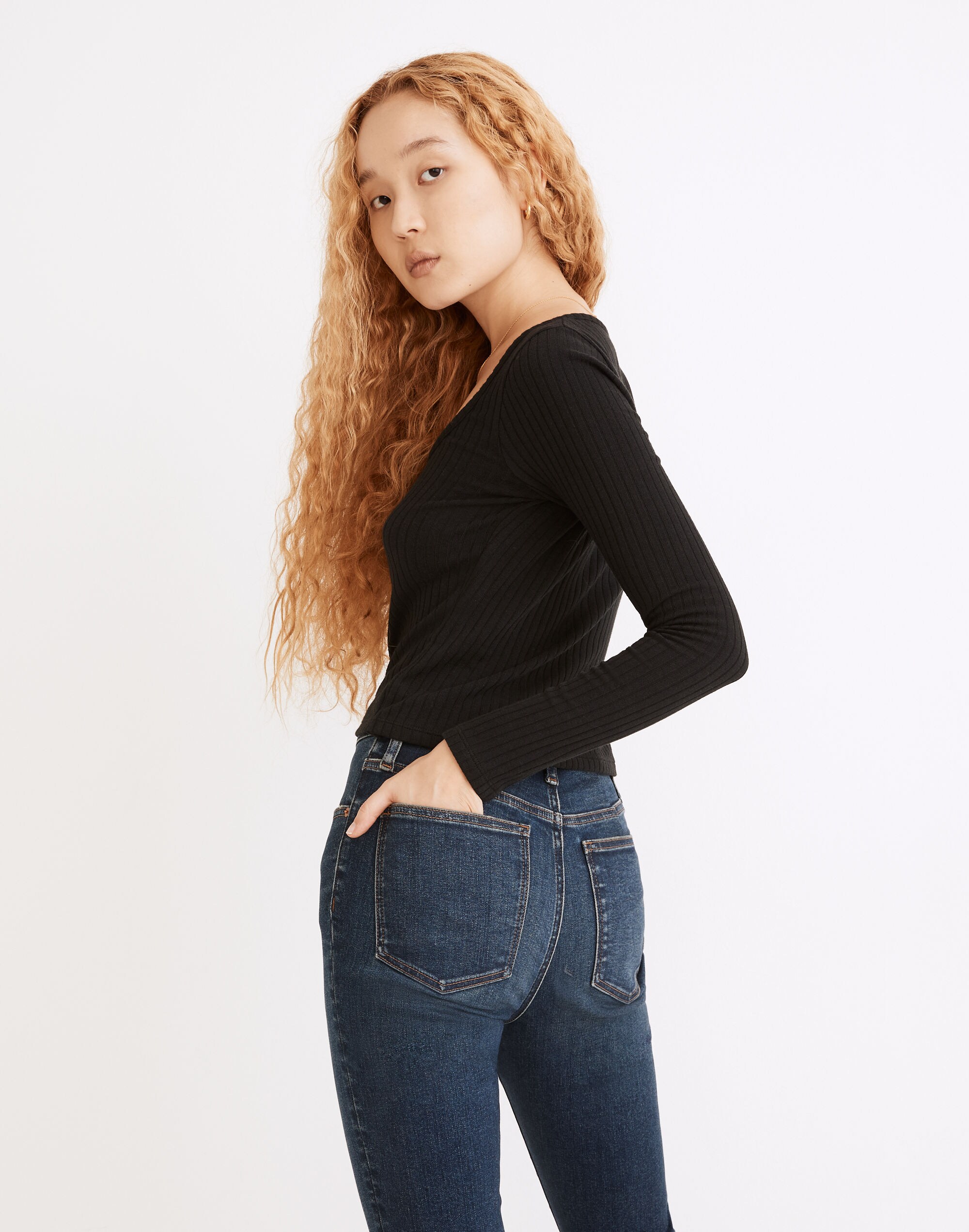 Ribbed Cardigan Crop Tee | Madewell