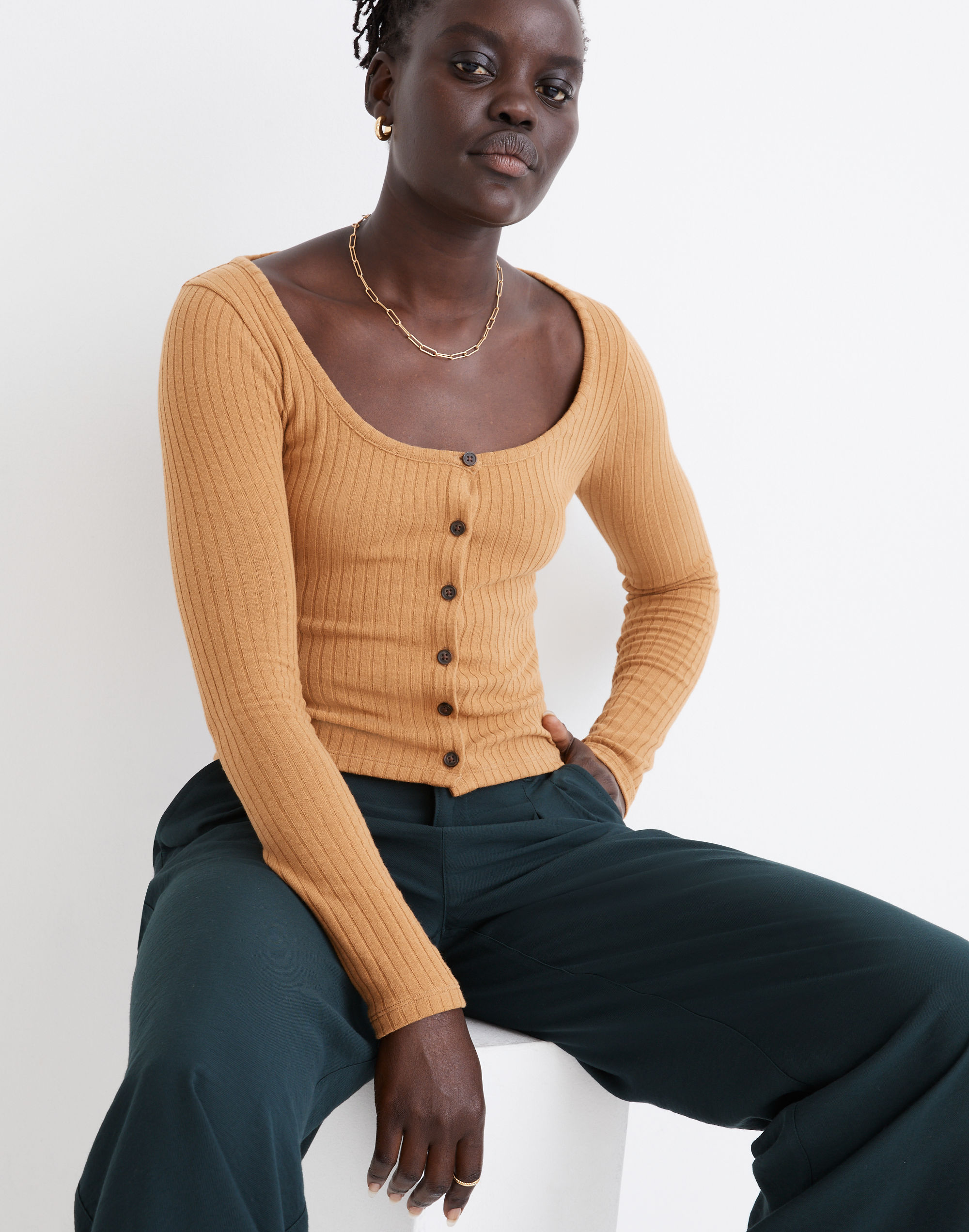 Ribbed Cardigan Crop Tee | Madewell