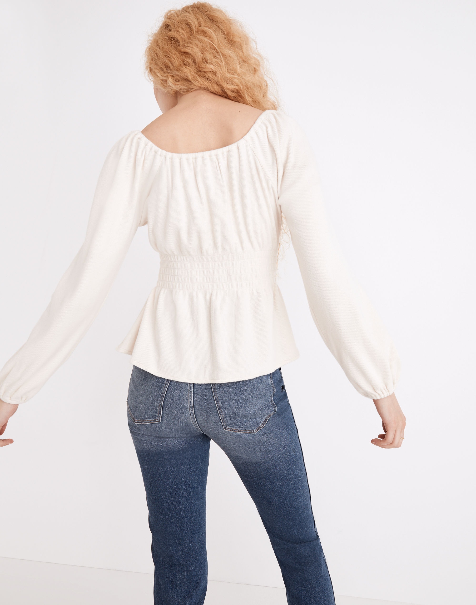 Plush Square-Neck Smocked Top | Madewell