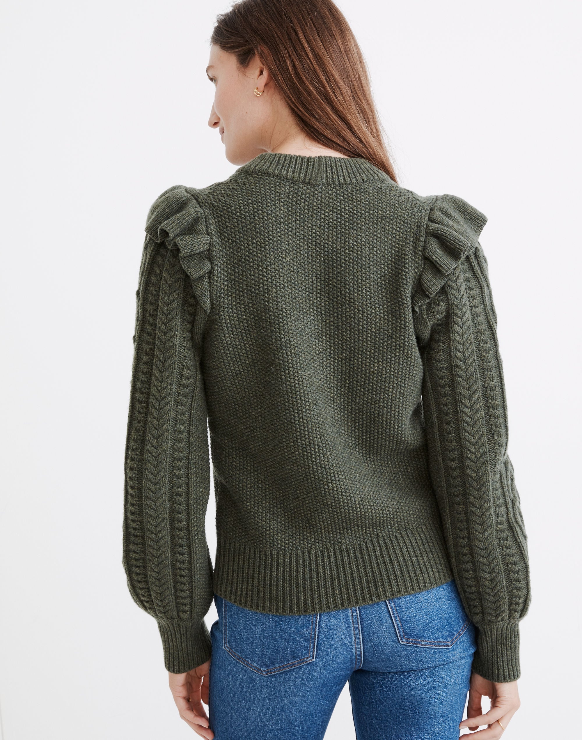 Hollydene Ruffle-Shoulder Pullover Sweater | Madewell