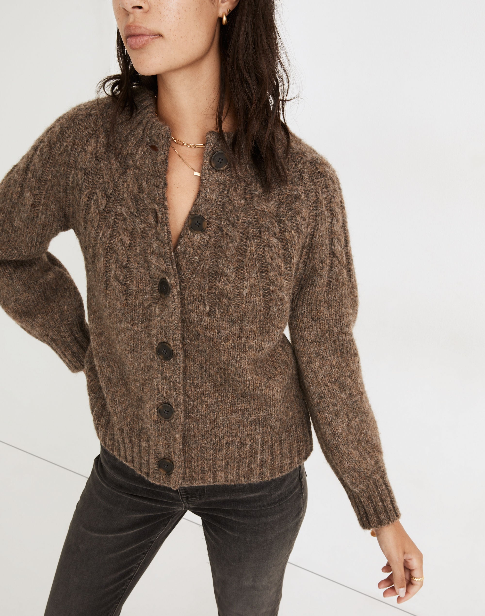 Harwood Cableknit Mockneck Cardigan Sweater | Madewell