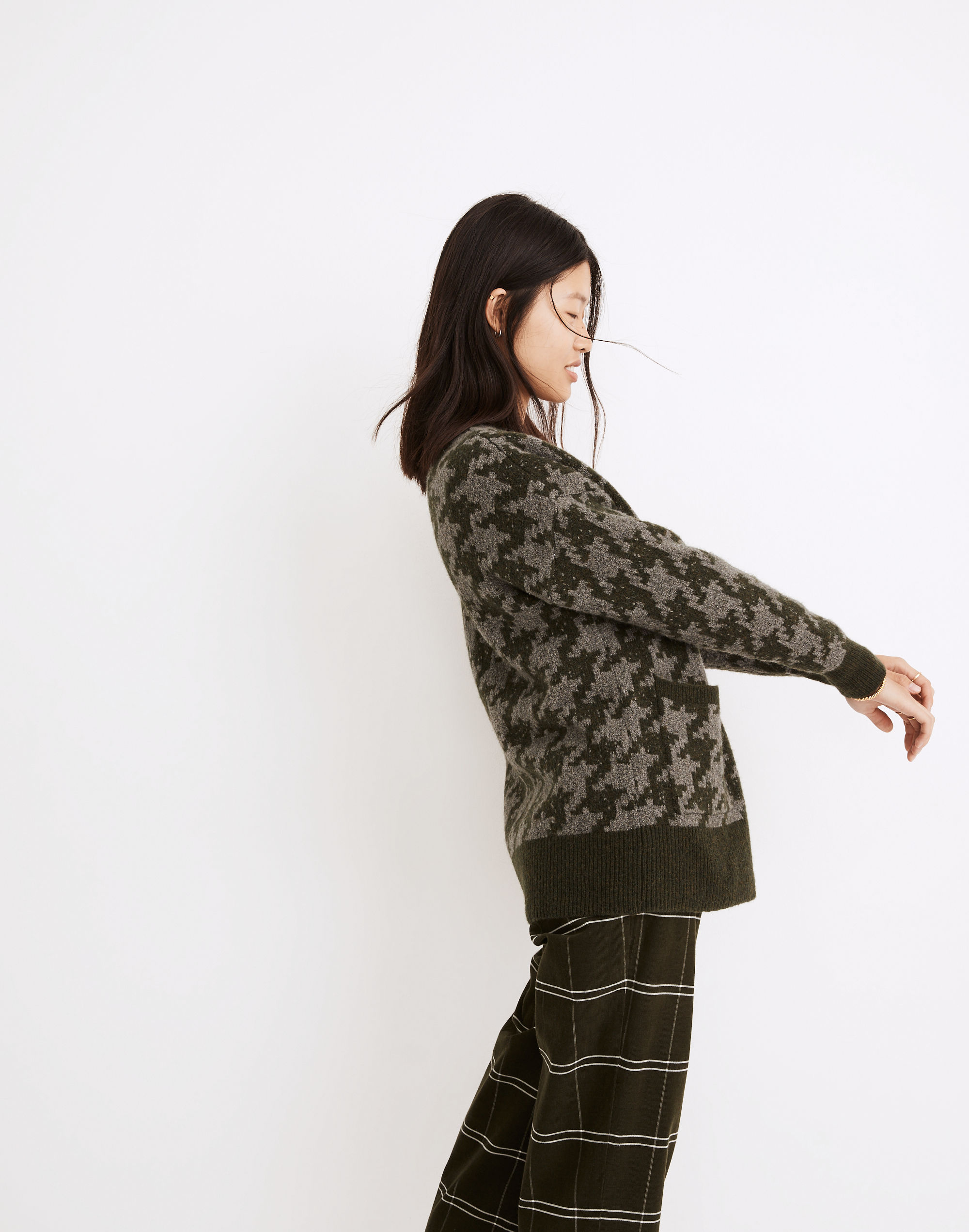 Allston Double-Button Cardigan Sweater Houndstooth | Madewell