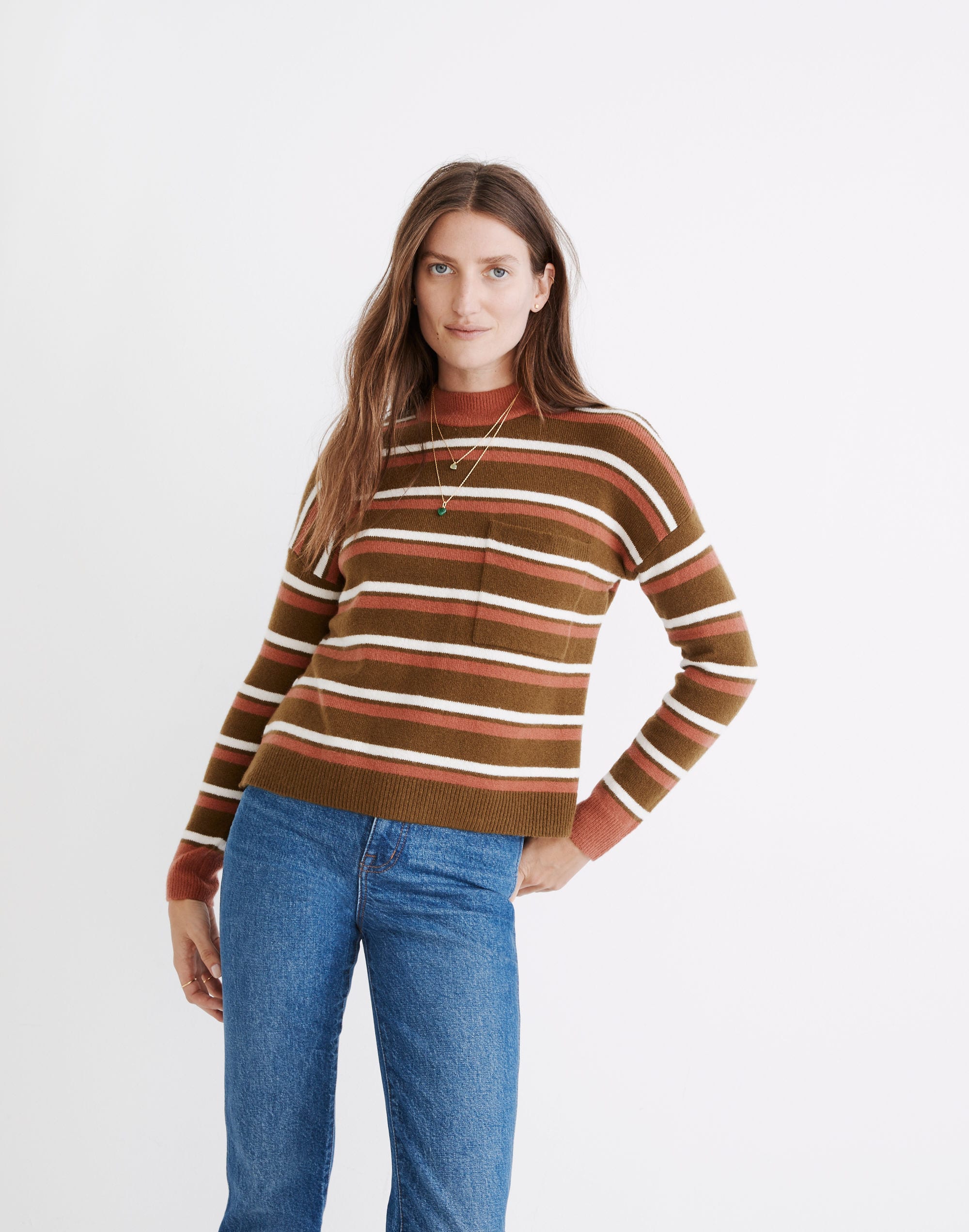 Redmond Mockneck Pocket Sweater Stripe | Madewell