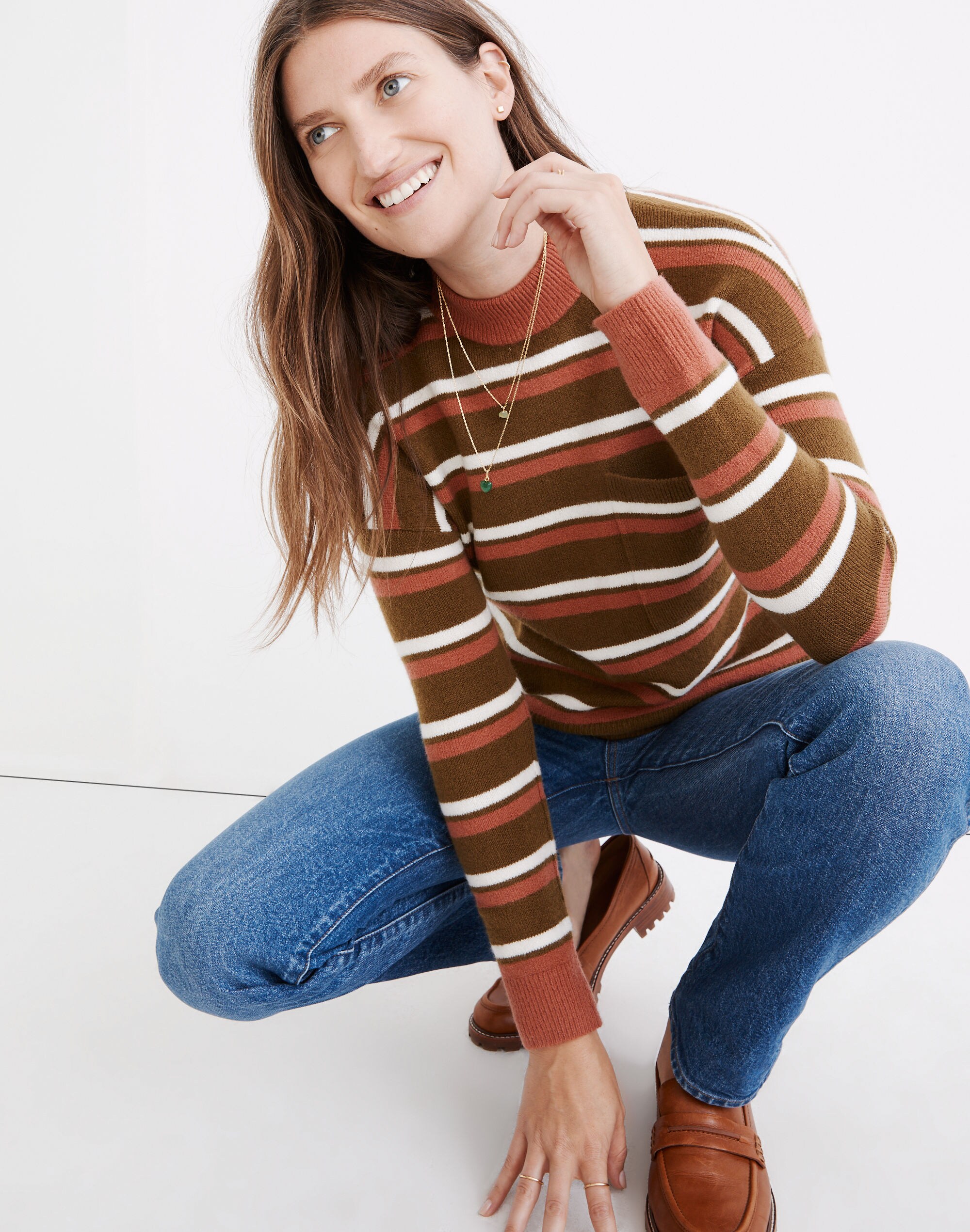 Redmond Mockneck Pocket Sweater Stripe | Madewell