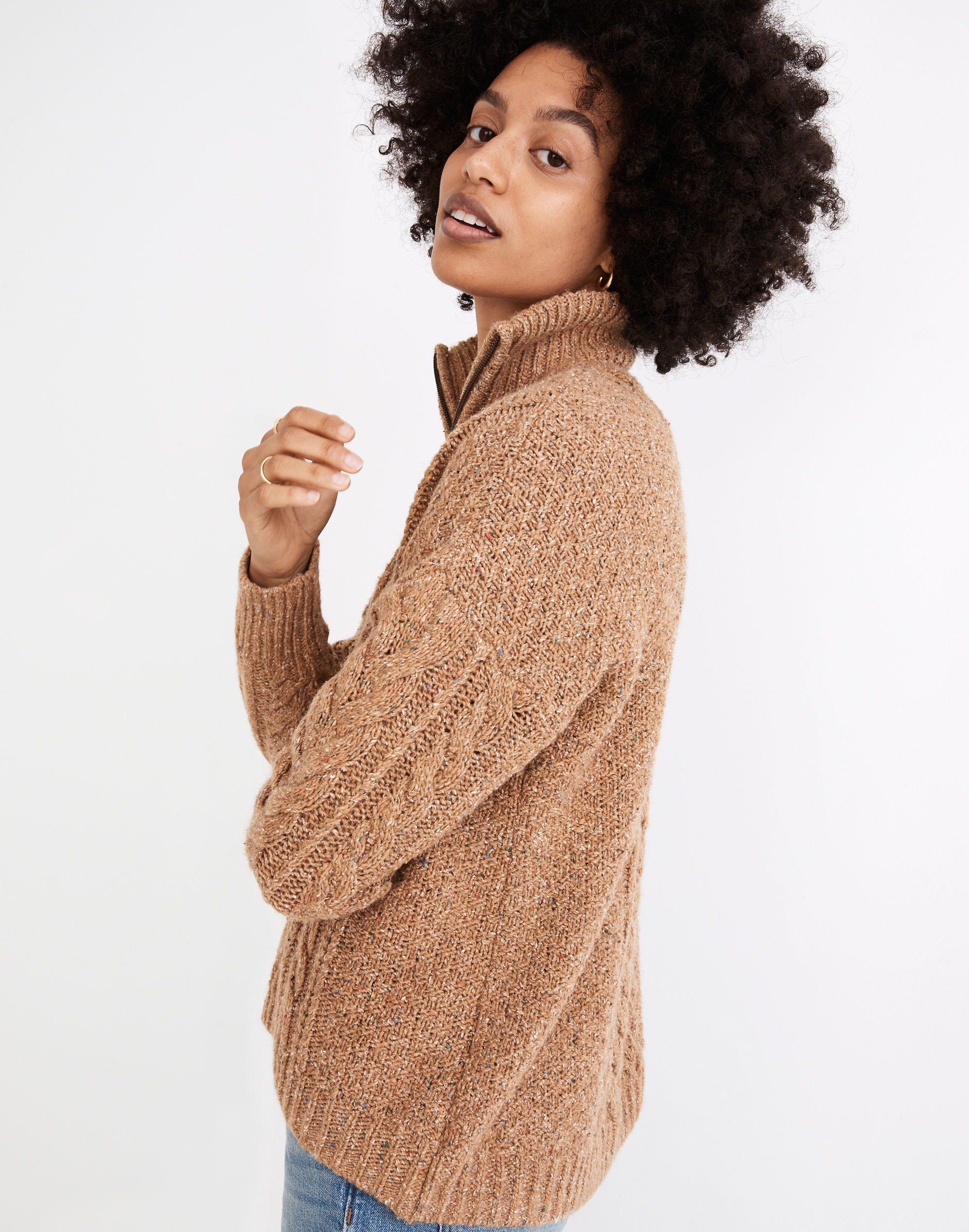 Rosebriar Cableknit Half-Zip Sweater