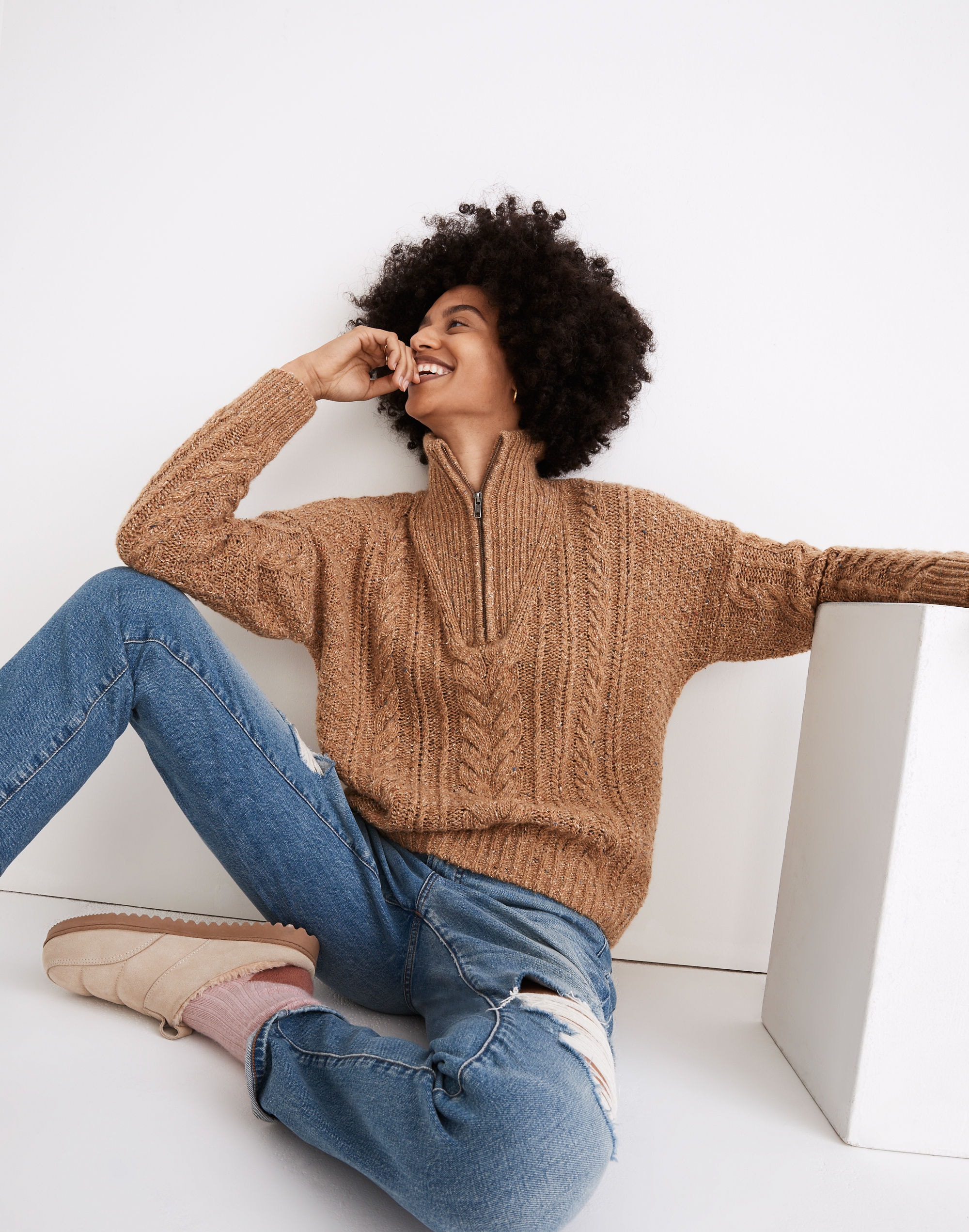 Rosebriar Cableknit Half-Zip Sweater