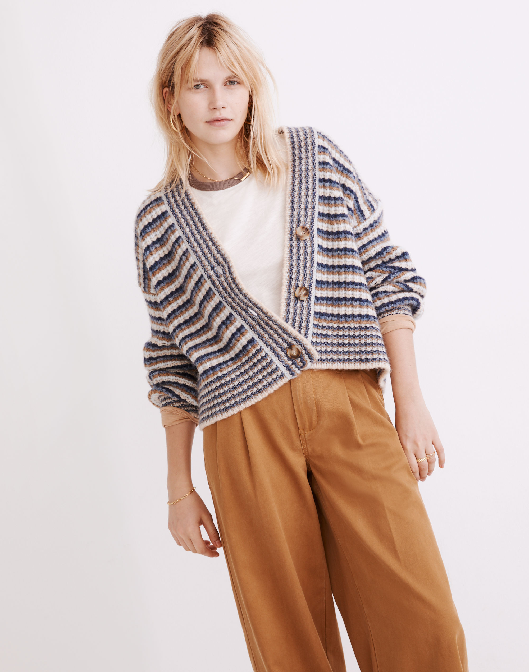 Waller Crop Cardigan Sweater in Stripe