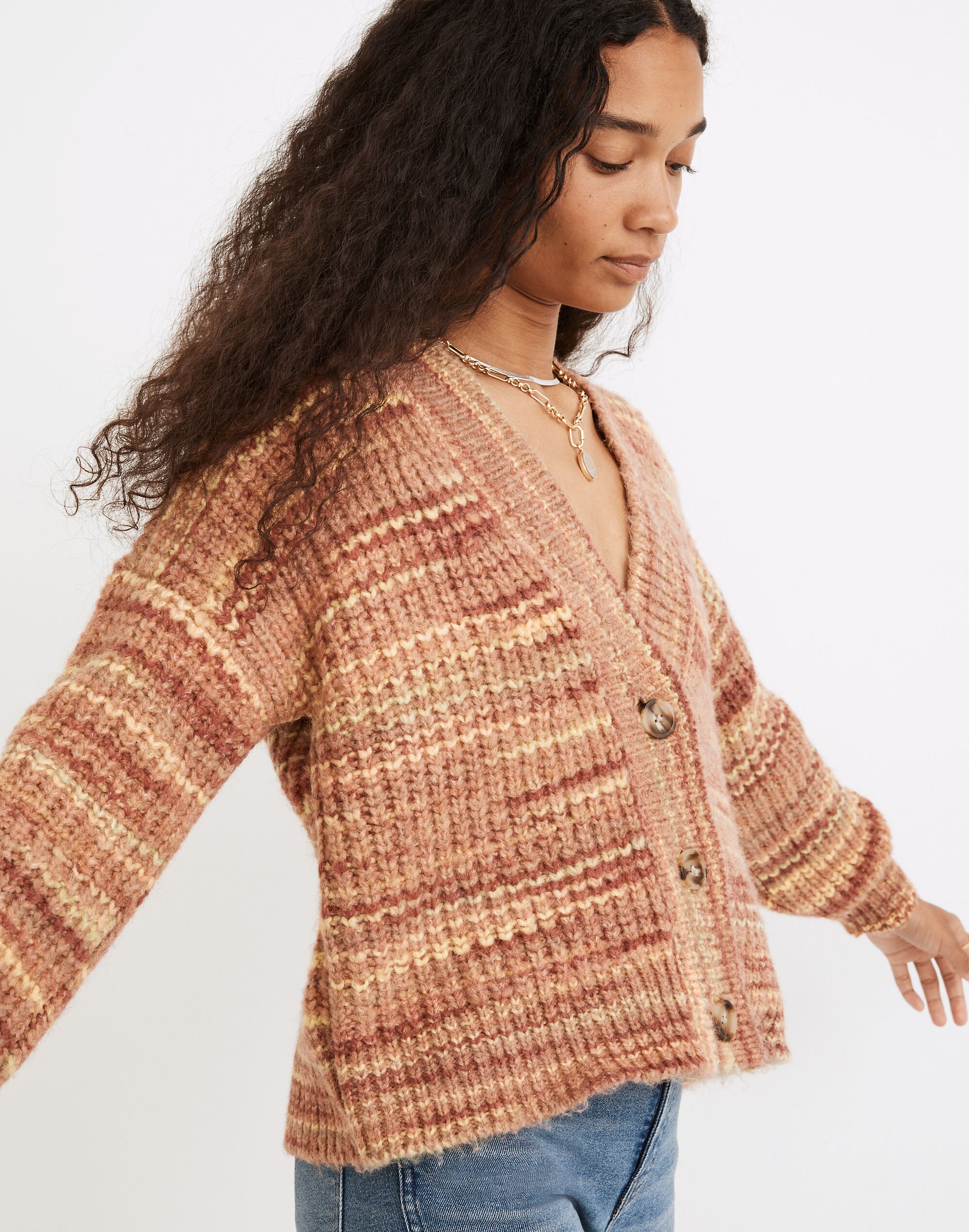 Space-Dyed Waller Crop Cardigan Sweater