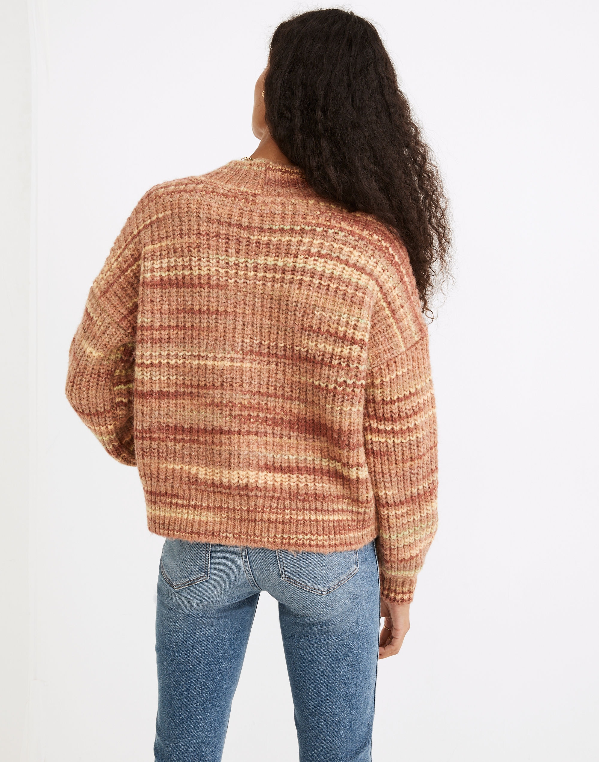 Space-Dyed Waller Crop Cardigan Sweater