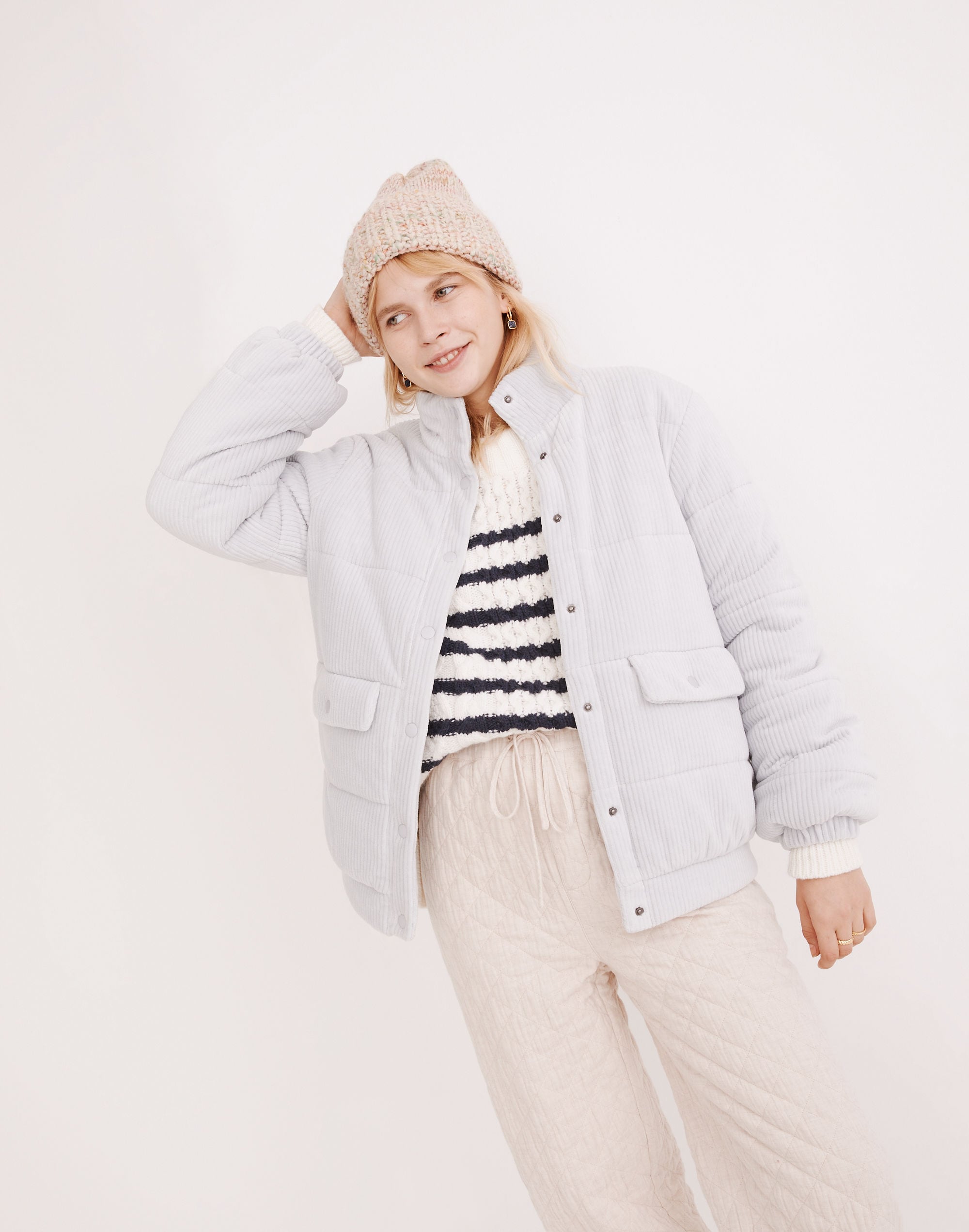 Snap-Front Sweatshirt Puffer Jacket | Madewell