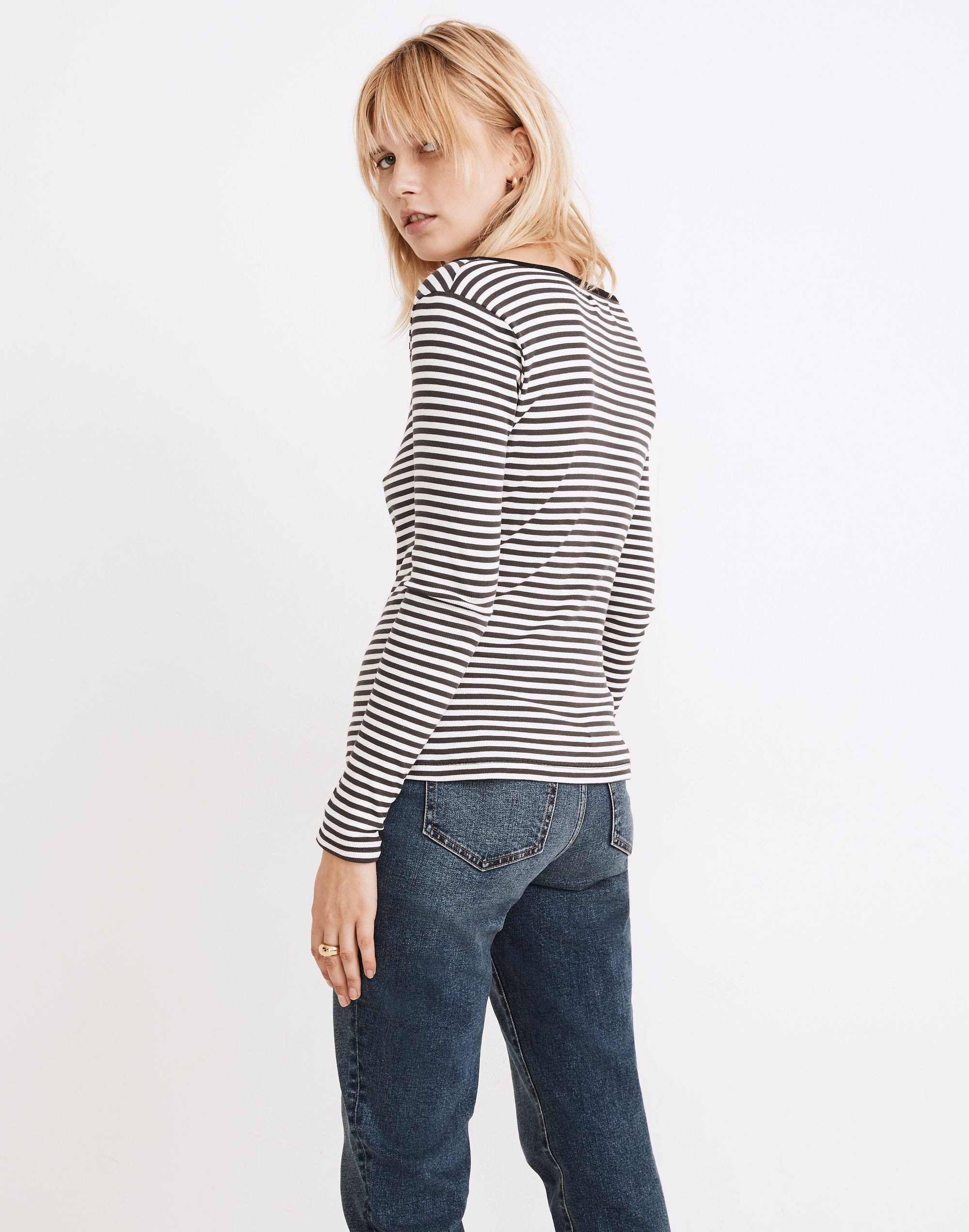 Fine Ribbed Sweetheart Tee in Stripe | Madewell