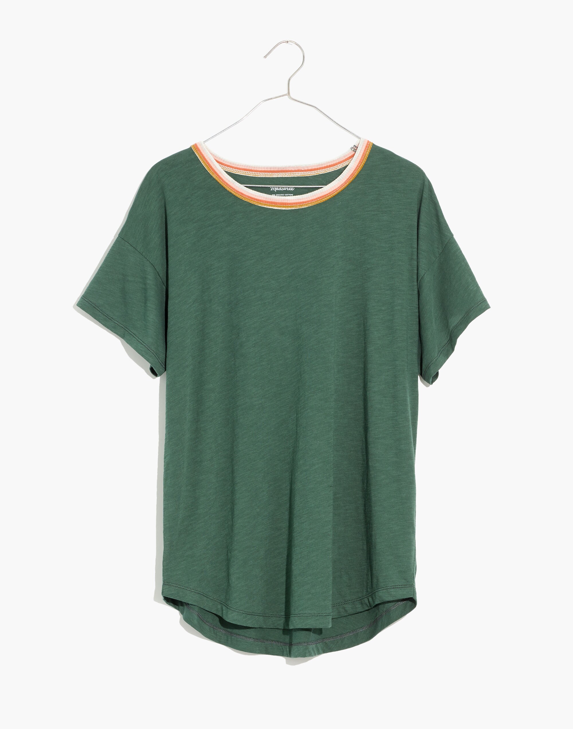 Whisper Cotton Rib-Crewneck Ringer Tee | Madewell