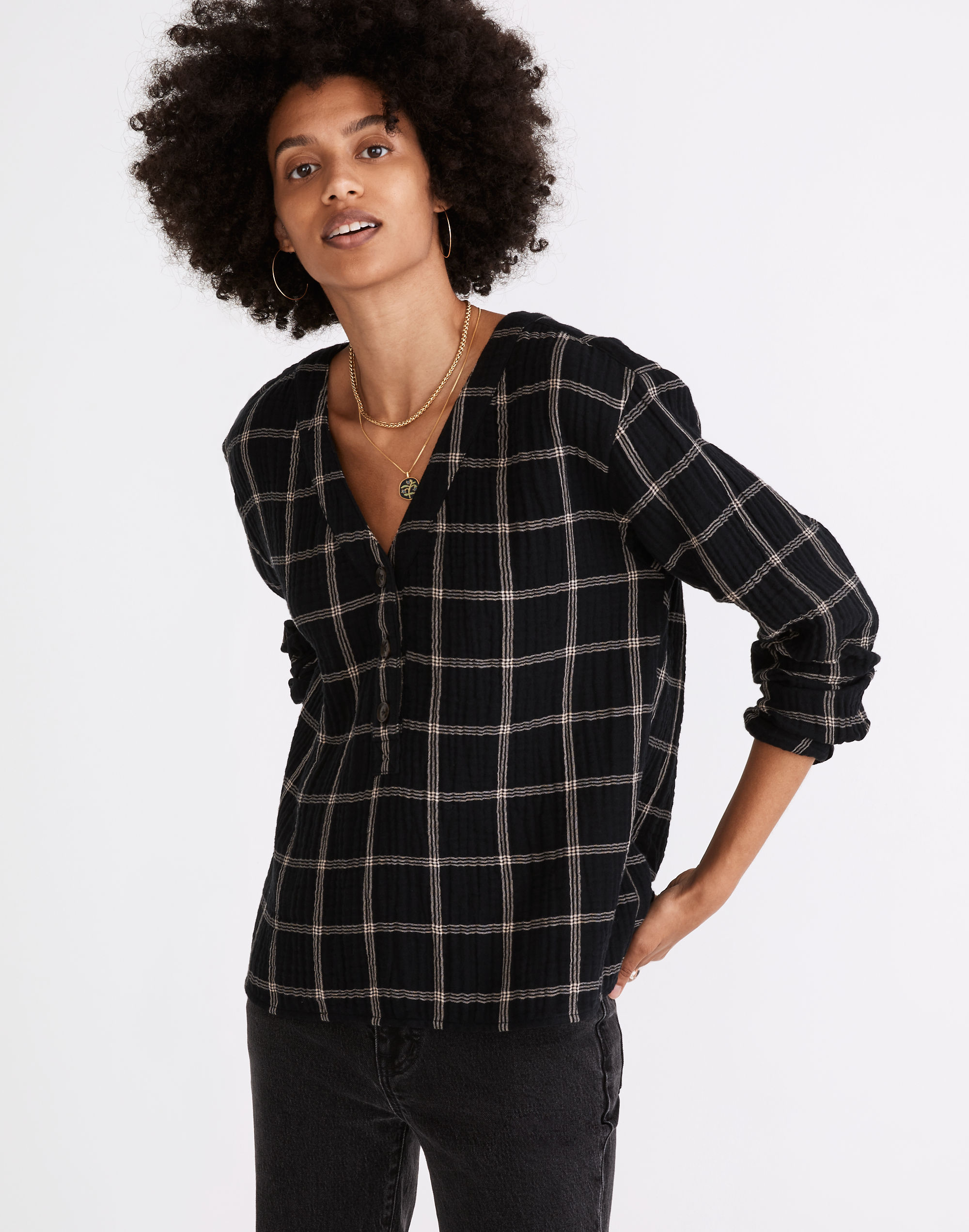 Lightspun Evert Top Windowpane | Madewell