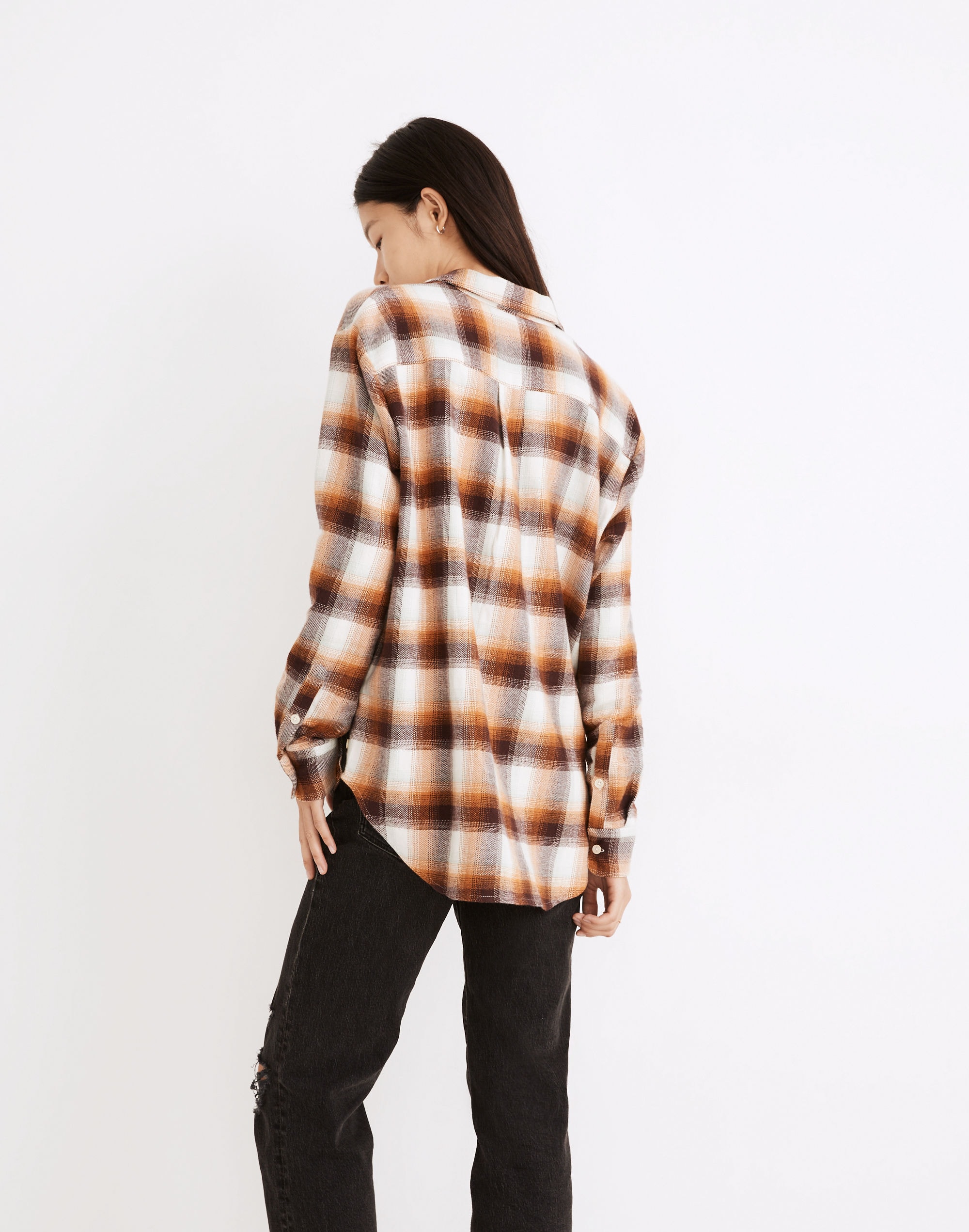 Flannel Side-Button Oversized Ex-Boyfriend Shirt Bickett Plaid | Madewell