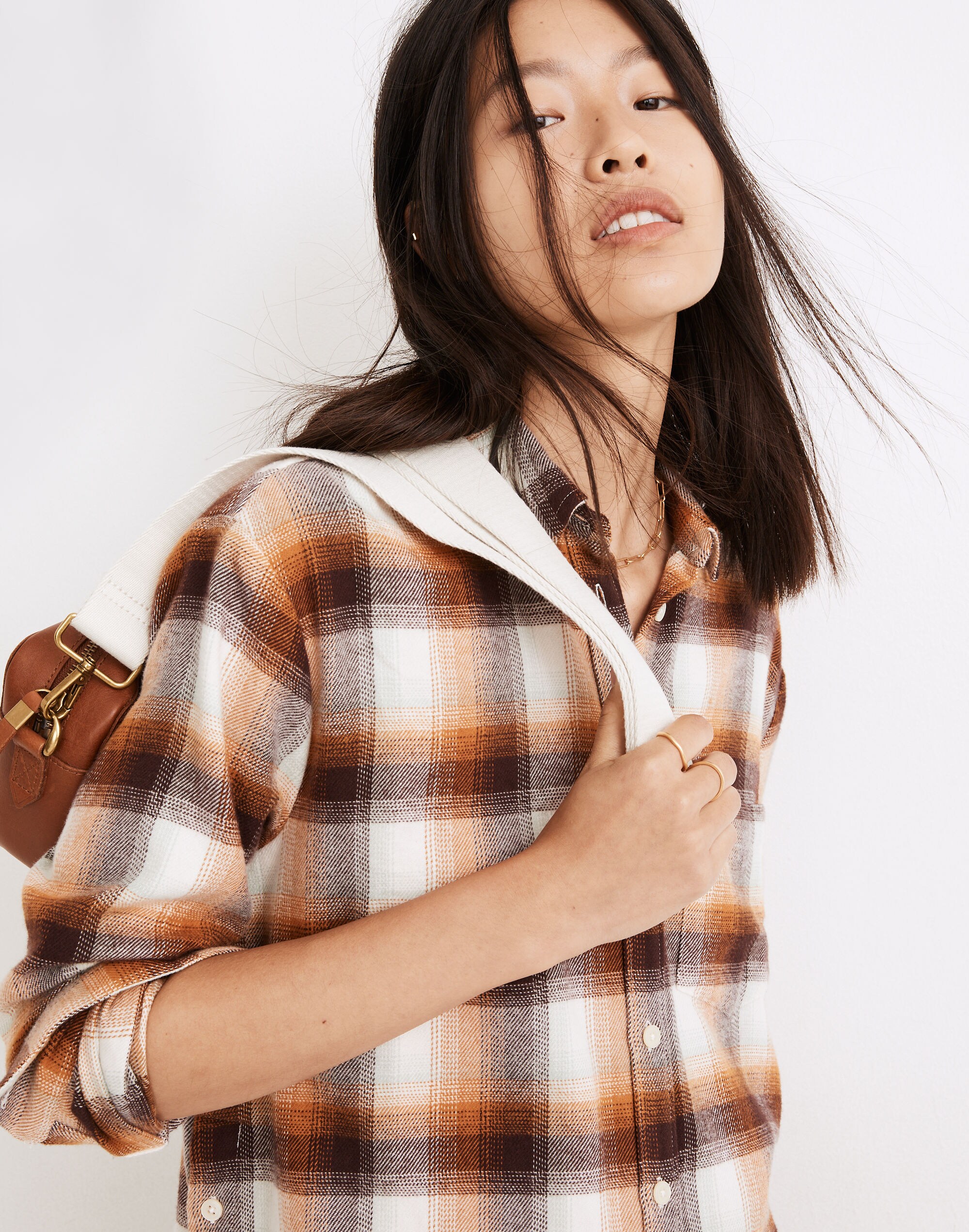 Flannel Side-Button Oversized Ex-Boyfriend Shirt Bickett Plaid | Madewell