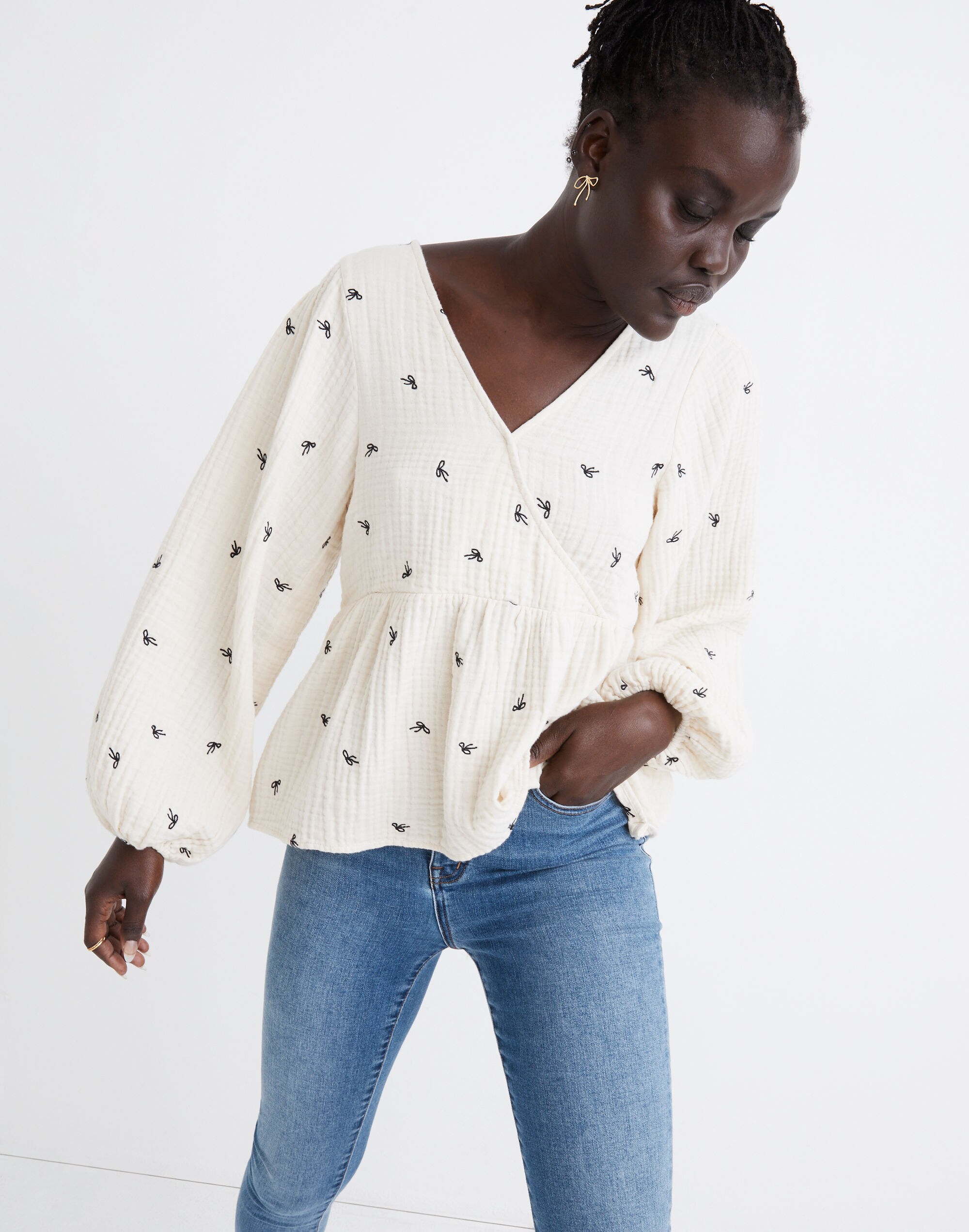 Lightspun Peplum Wrap Top Tiny Bows | Madewell