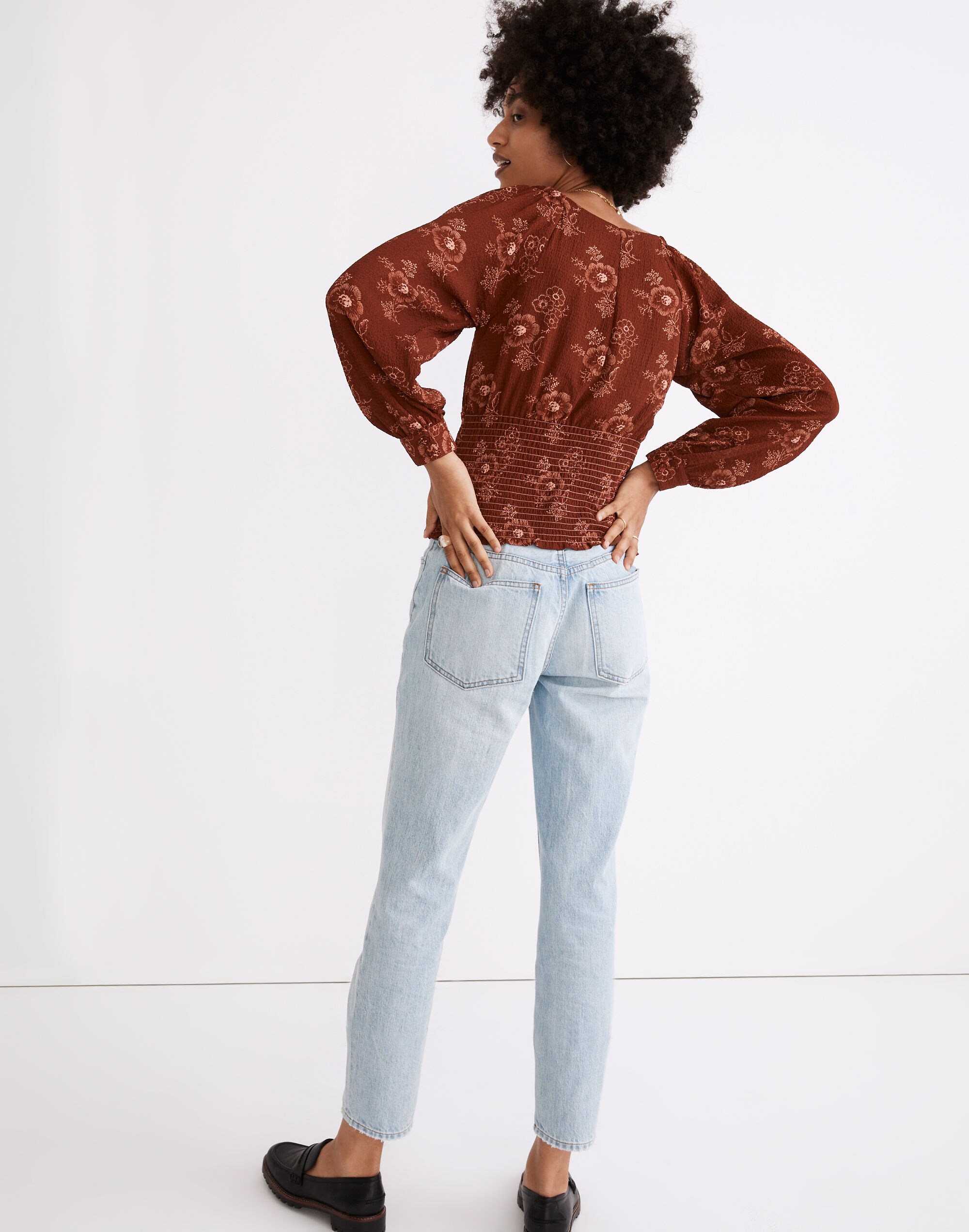 Preston Puff-Sleeve Top Letterpress Floral | Madewell