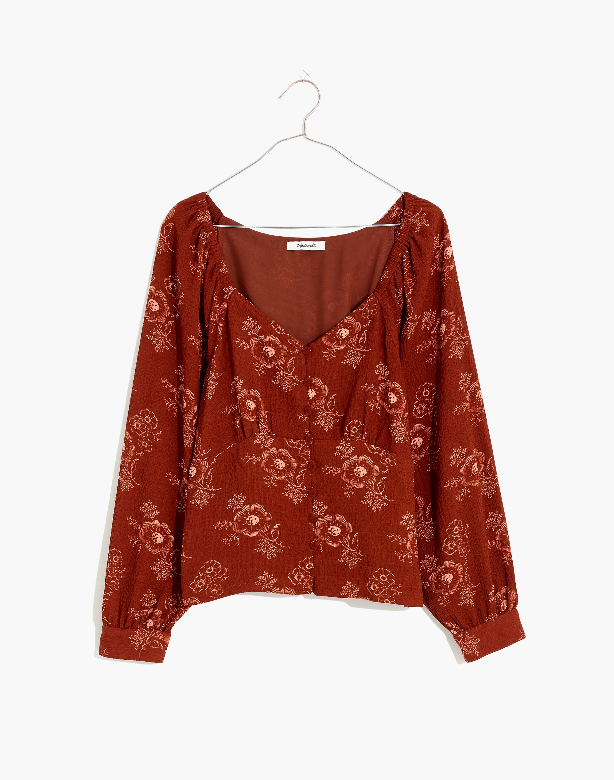 Preston Puff-Sleeve Top Letterpress Floral | Madewell