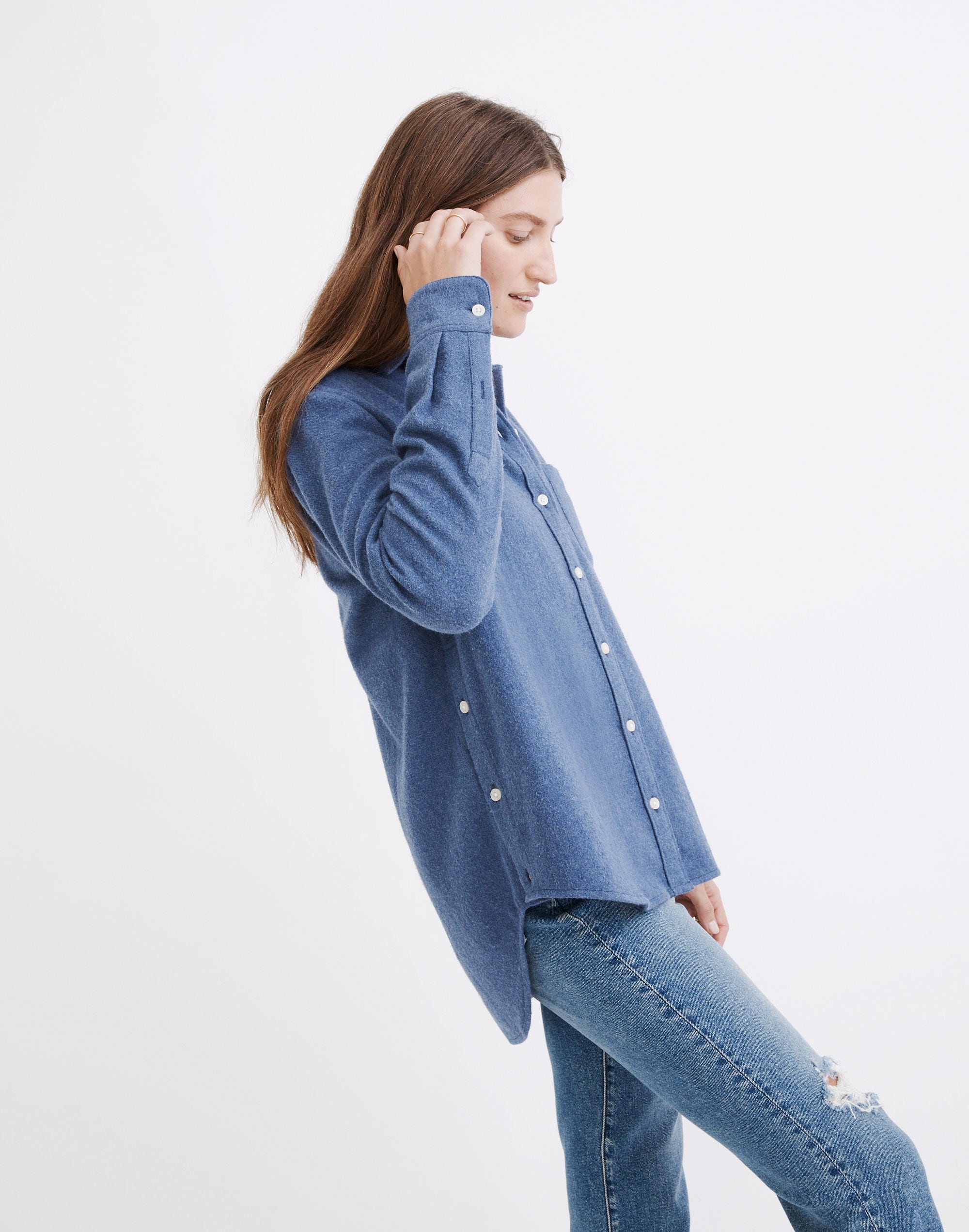 Flannel Side-Button Oversized Ex-Boyfriend Shirt | Madewell