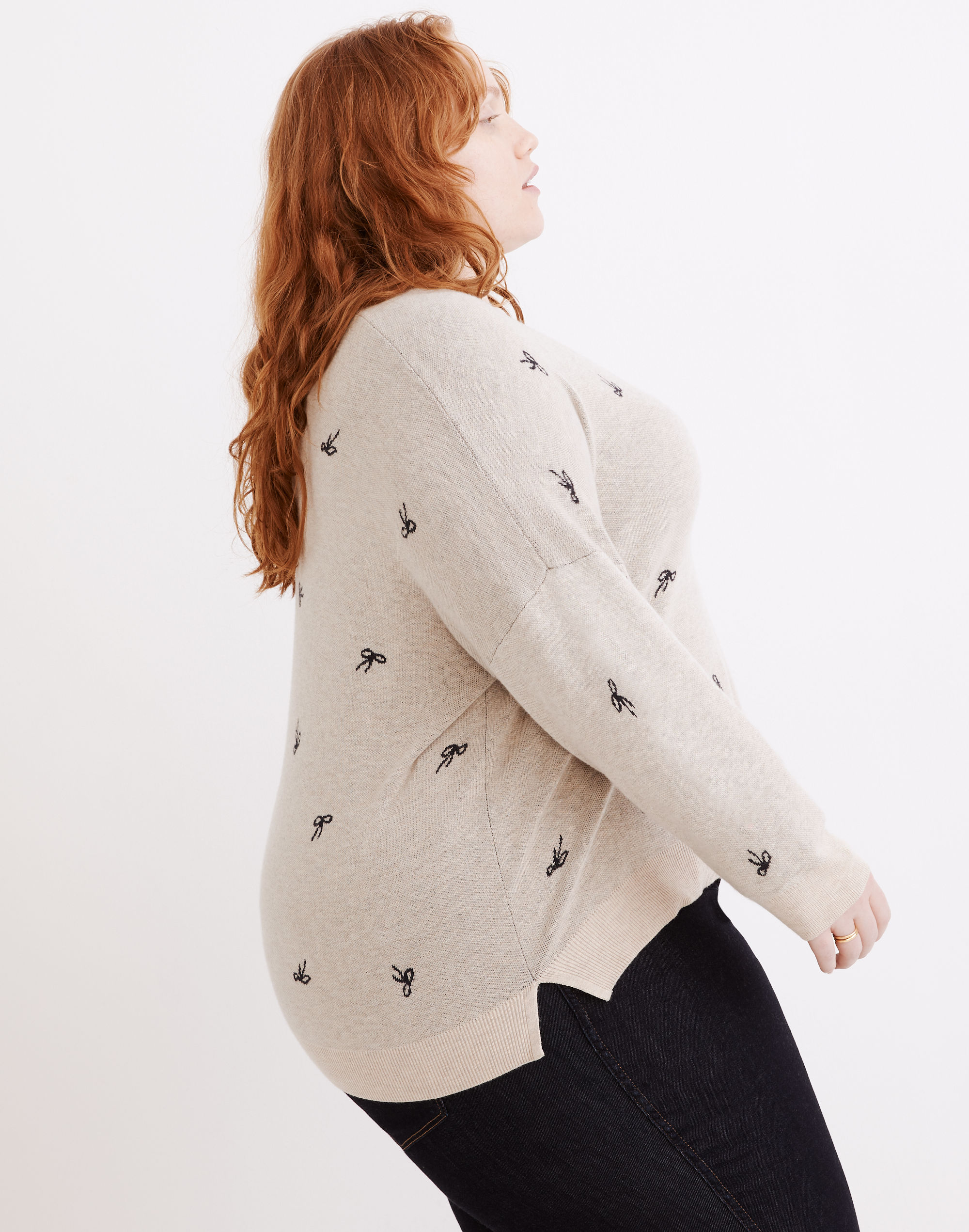 Plus Bow Jacquard Pullover Sweater | Madewell