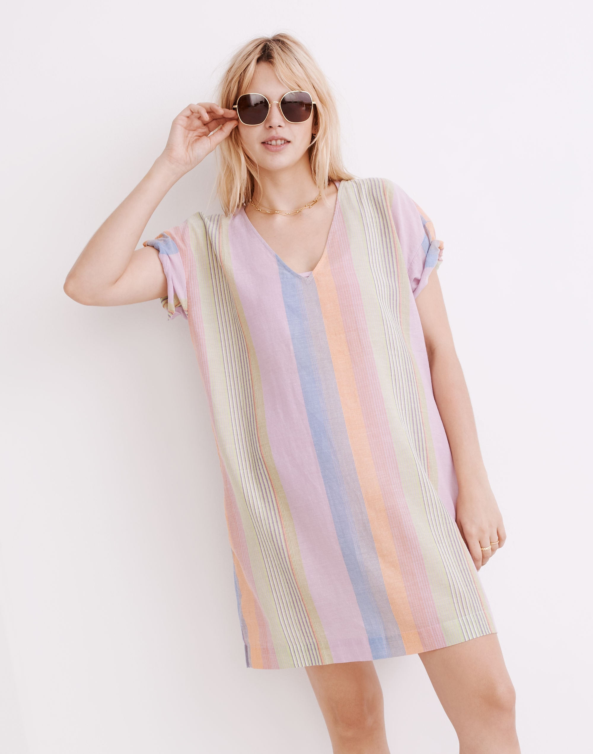 Cover-Up Tunic Dress Rainbow Stripe | Madewell