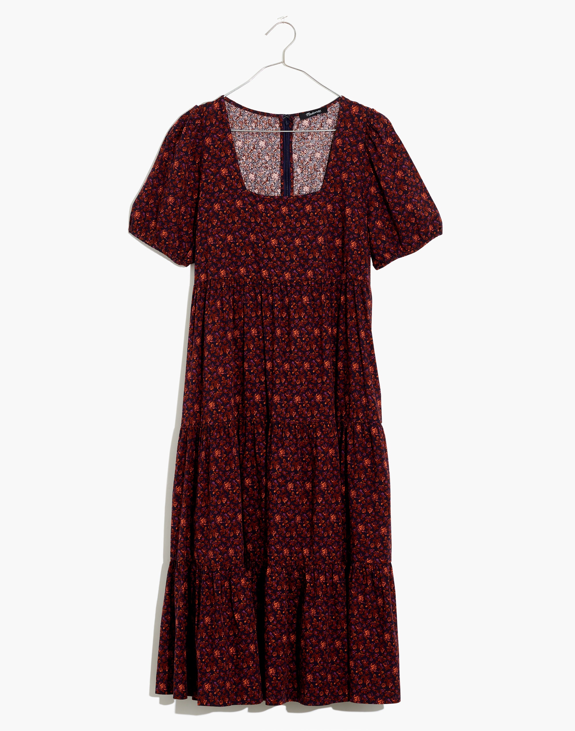 Aidy Square-Neck Tiered Midi Dress in Orchard Floral | Madewell