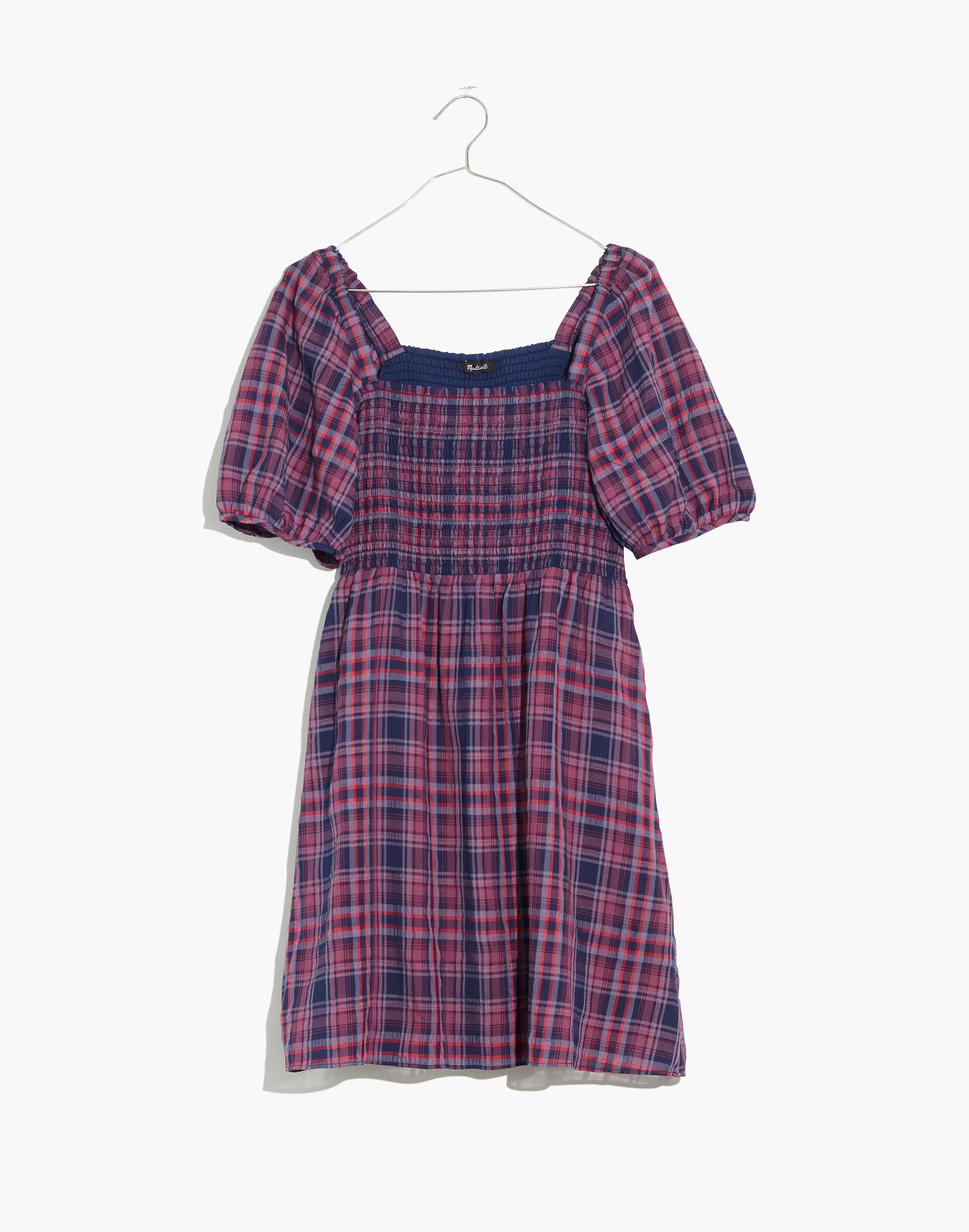 Lucie Puff-Sleeve Smocked Mini Dress Rockfern Plaid | Madewell