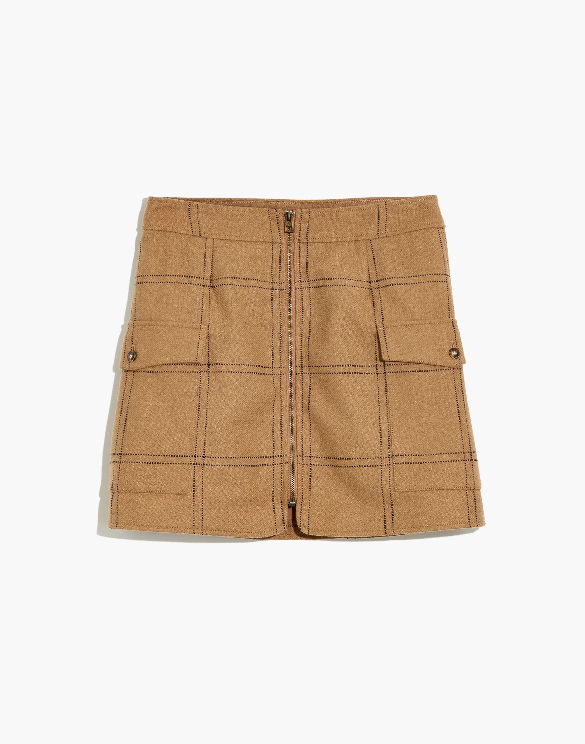 (Re)sourced Zip-Front Mini Skirt in Windowpane | Madewell