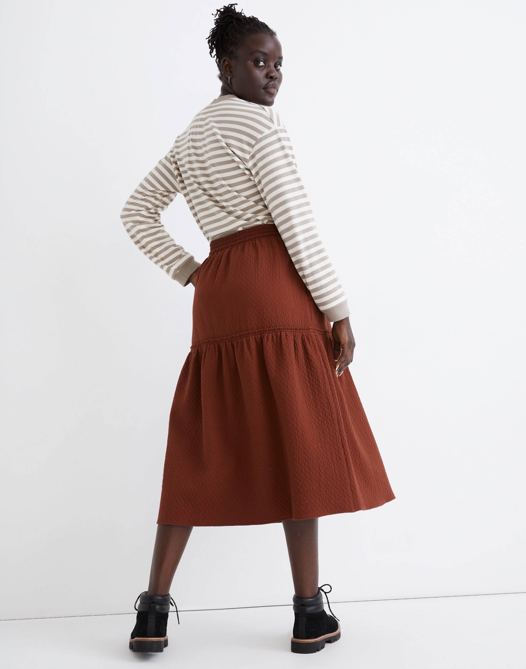 Diamond Jacquard Drawstring Midi Skirt | Madewell