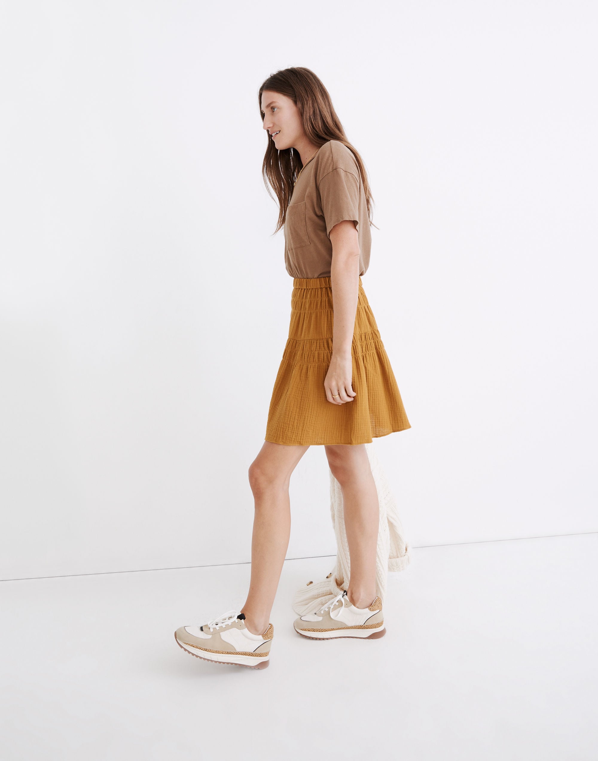 Double-Gauze Smocked Mini Skirt | Madewell