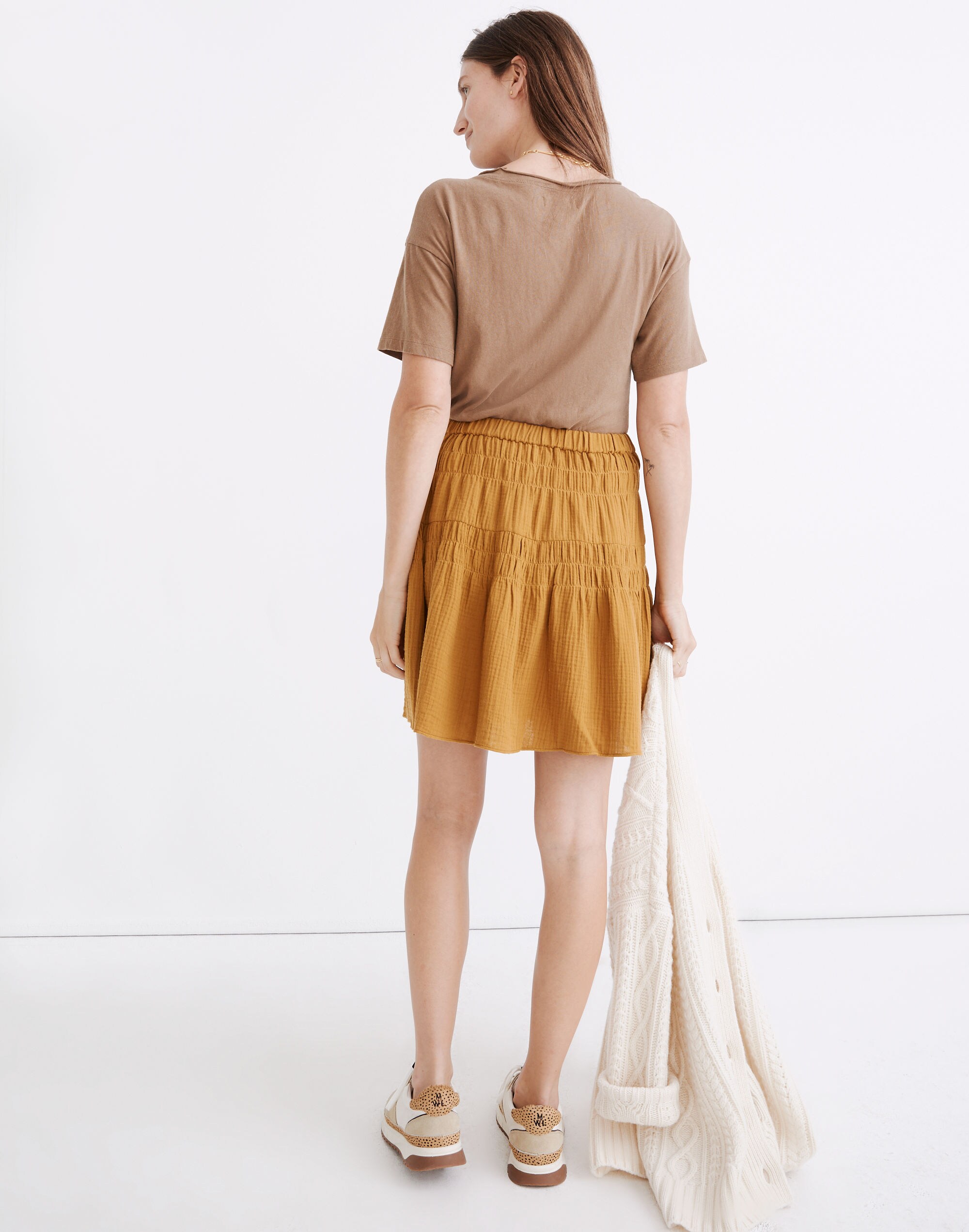 Double-Gauze Smocked Mini Skirt | Madewell