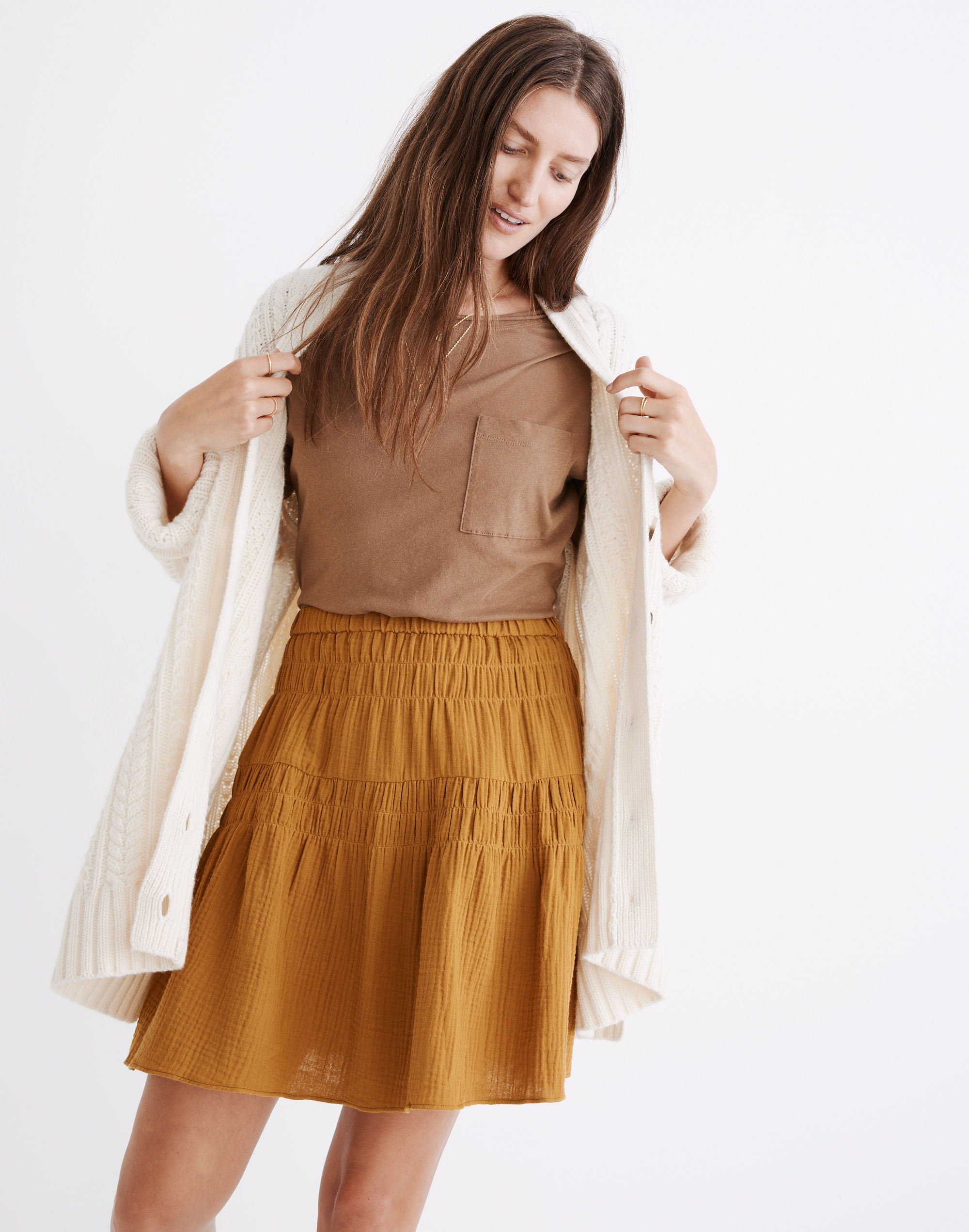 Double-Gauze Smocked Mini Skirt | Madewell