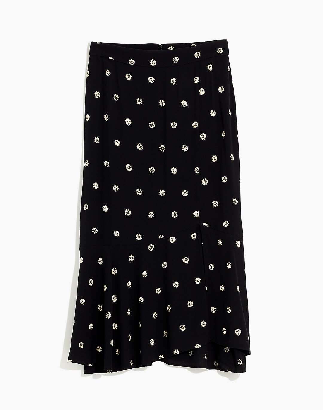 Flounce-Hem Midi Skirt in Bloom Dot
