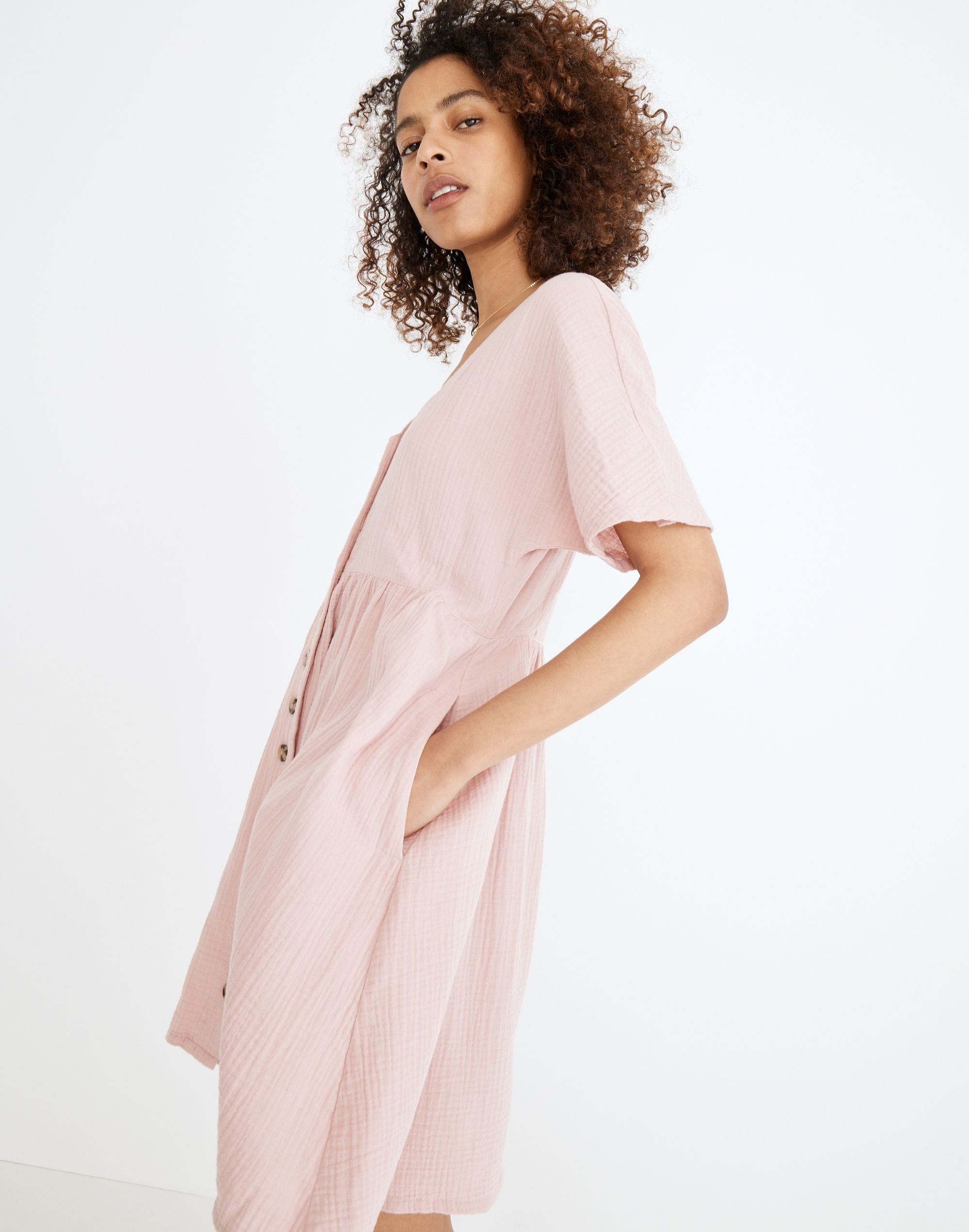 Lightspun Button-Front Mini Dress | Madewell