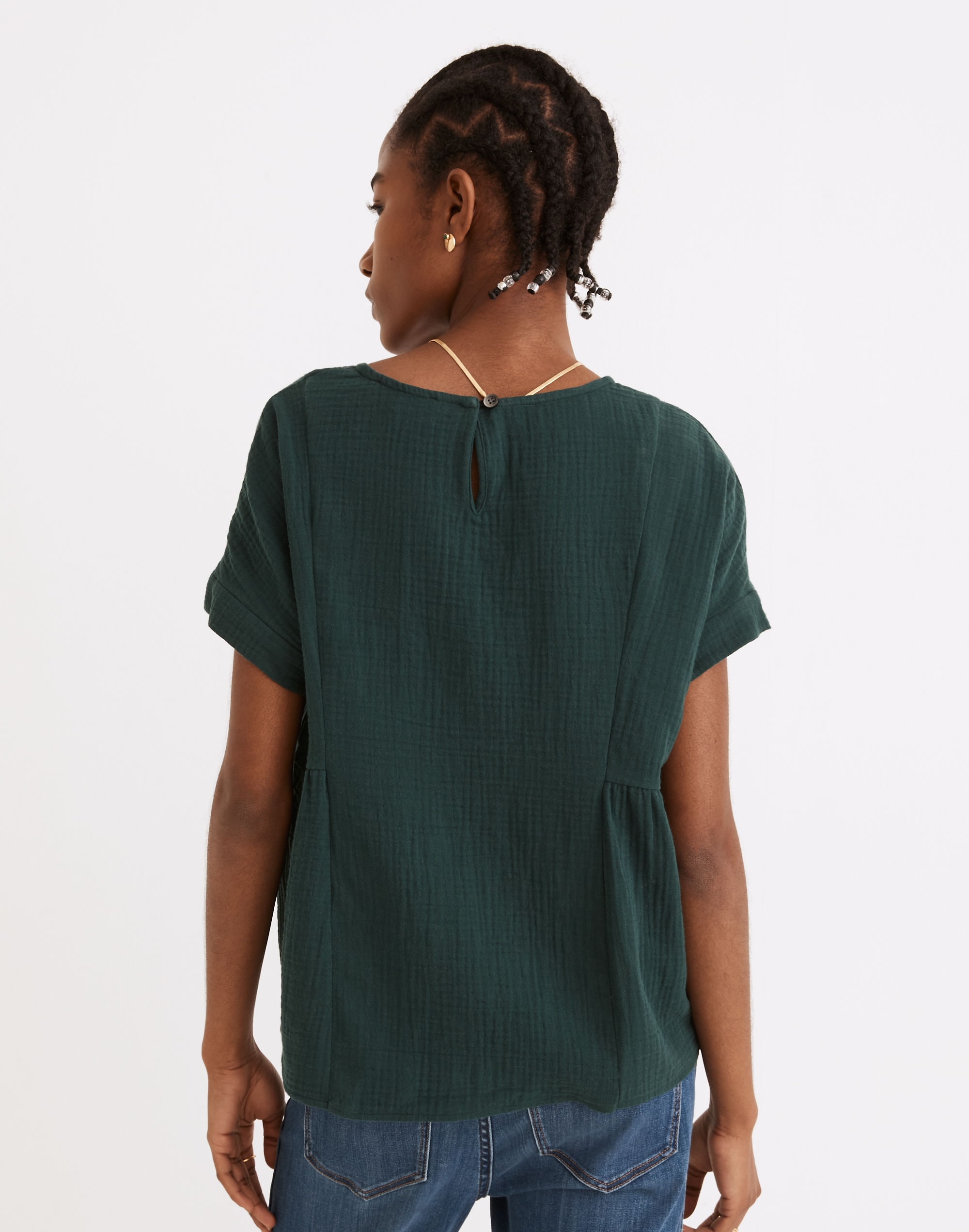 Lightspun Cuffed-Sleeve Shirred Top | Madewell