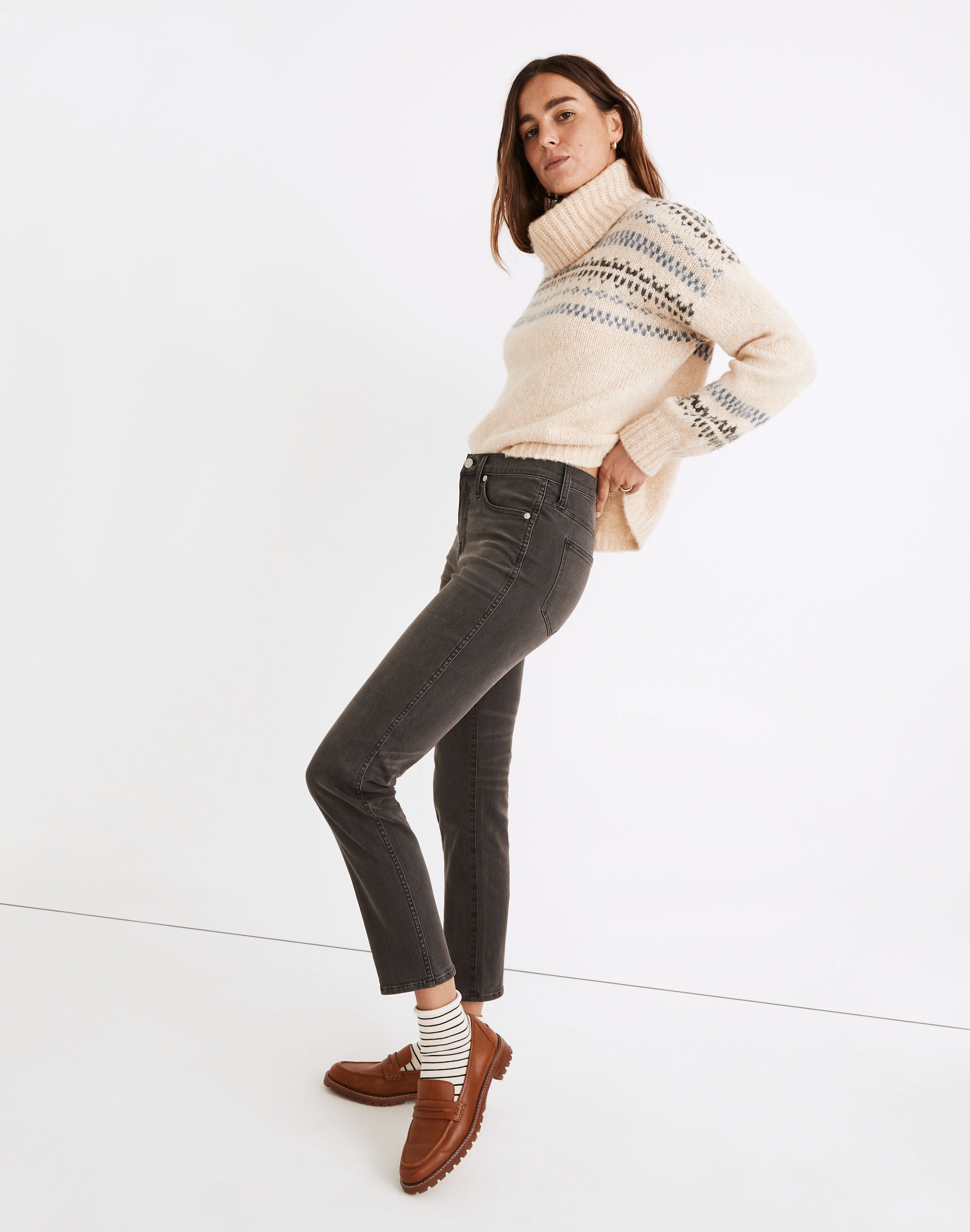 Tall Mid-Rise Stovepipe Jeans in Bridley Wash