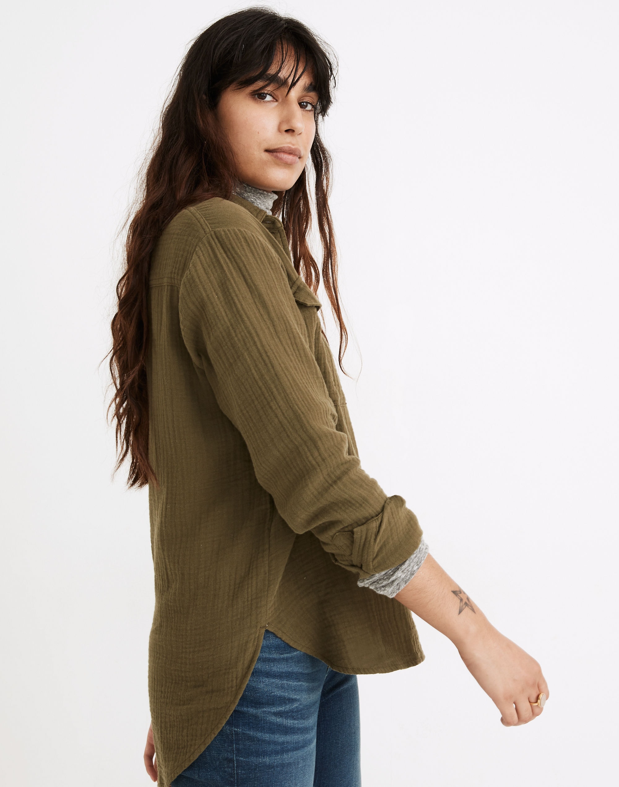 Lightspun Flap-Pocket Oversized Ex-Boyfriend Shirt | Madewell