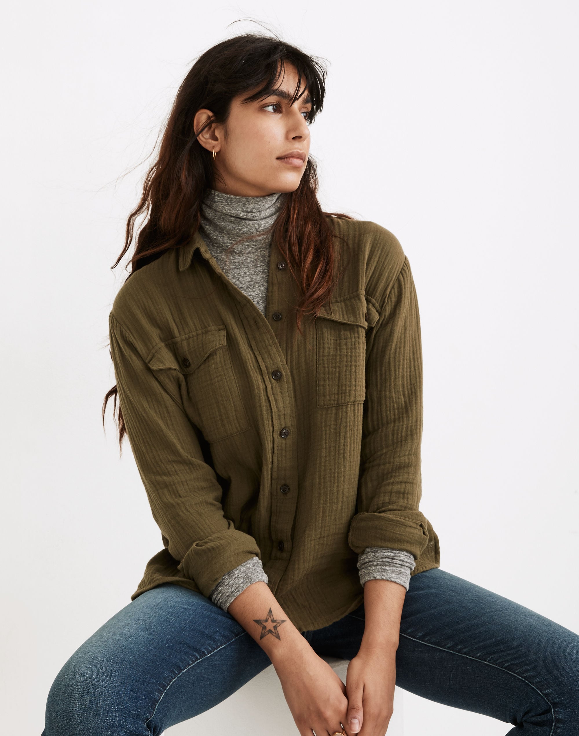 Lightspun Flap-Pocket Oversized Ex-Boyfriend Shirt | Madewell