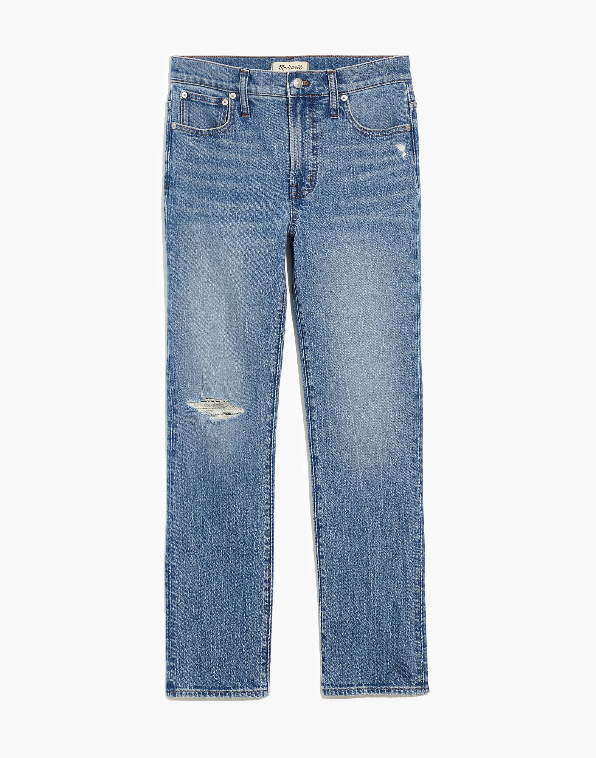 The Mid-Rise Perfect Vintage Jean in Ainsdale Wash: Knee-Rip Edition