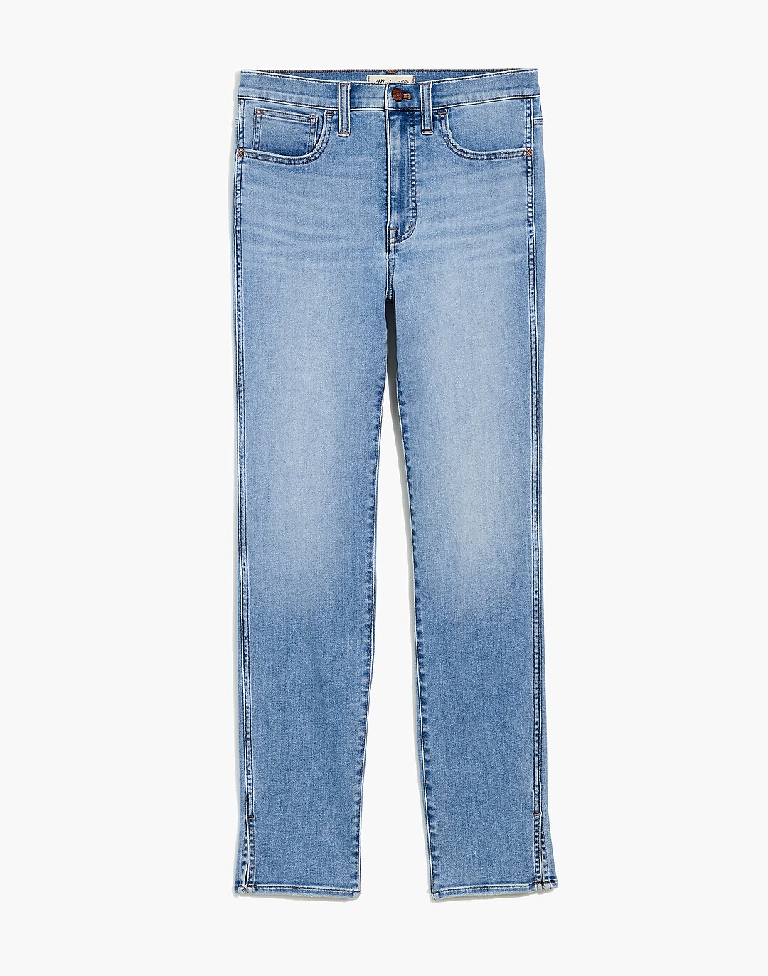 High-Rise Slim Straight Jeans in Wash: Edition Slit-Hem Stillwood
