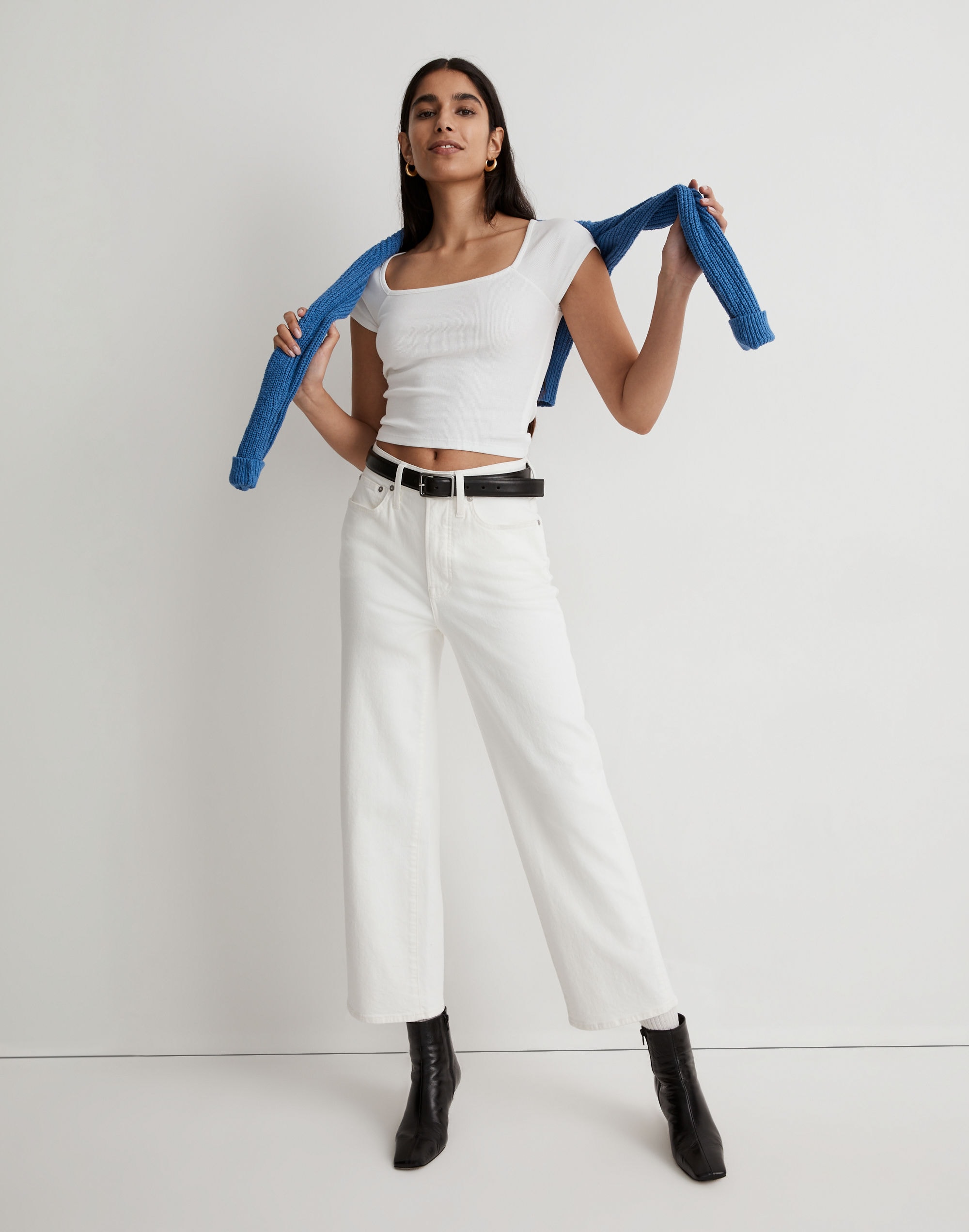The Tall Perfect Vintage Wide-Leg Crop Jean in Tile White