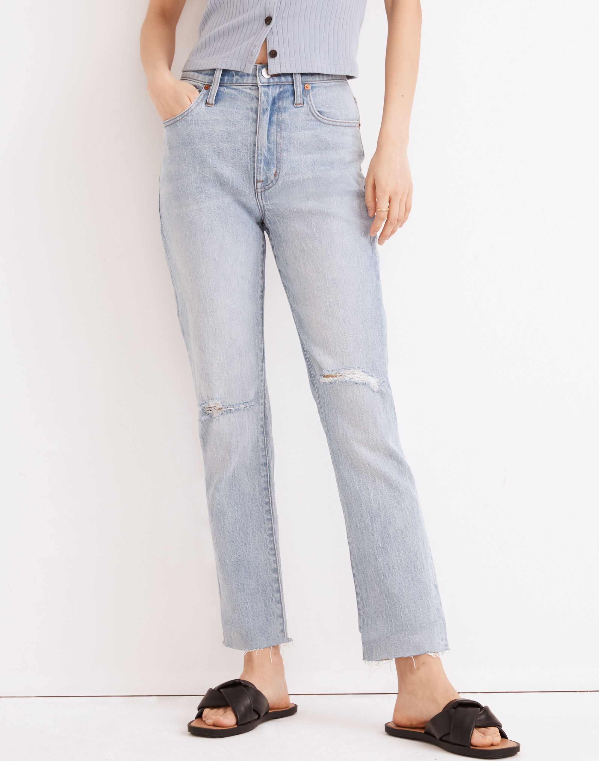 The High-Rise Slim Boyjean Prentice Wash: Ripped Edition | Madewell