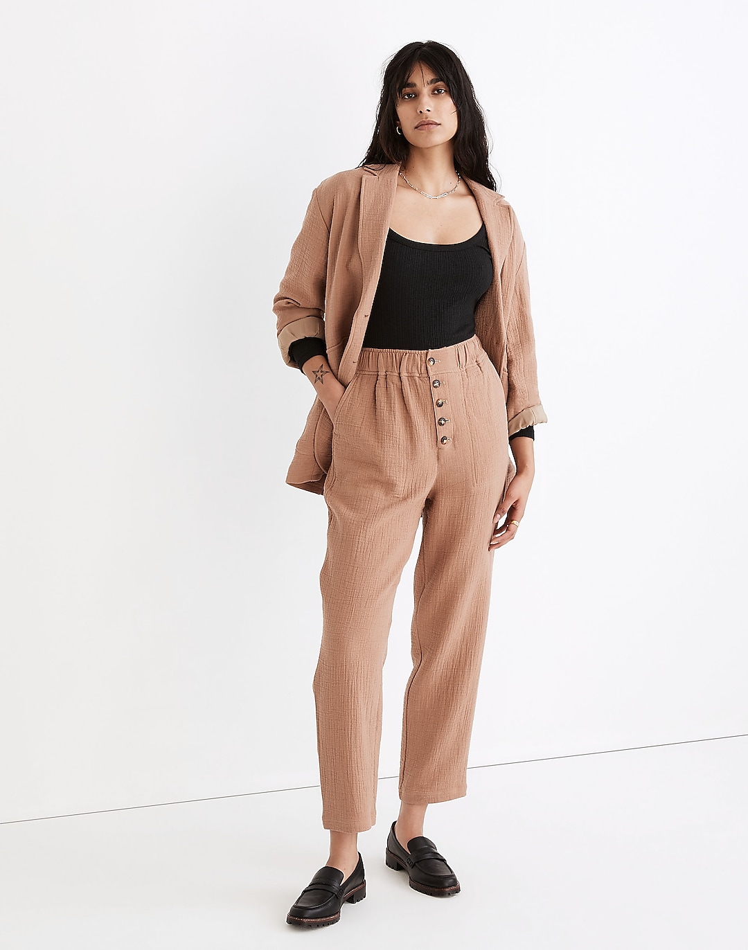 Button Front Wide Leg Pants Casual Loose Pants Spring Summer