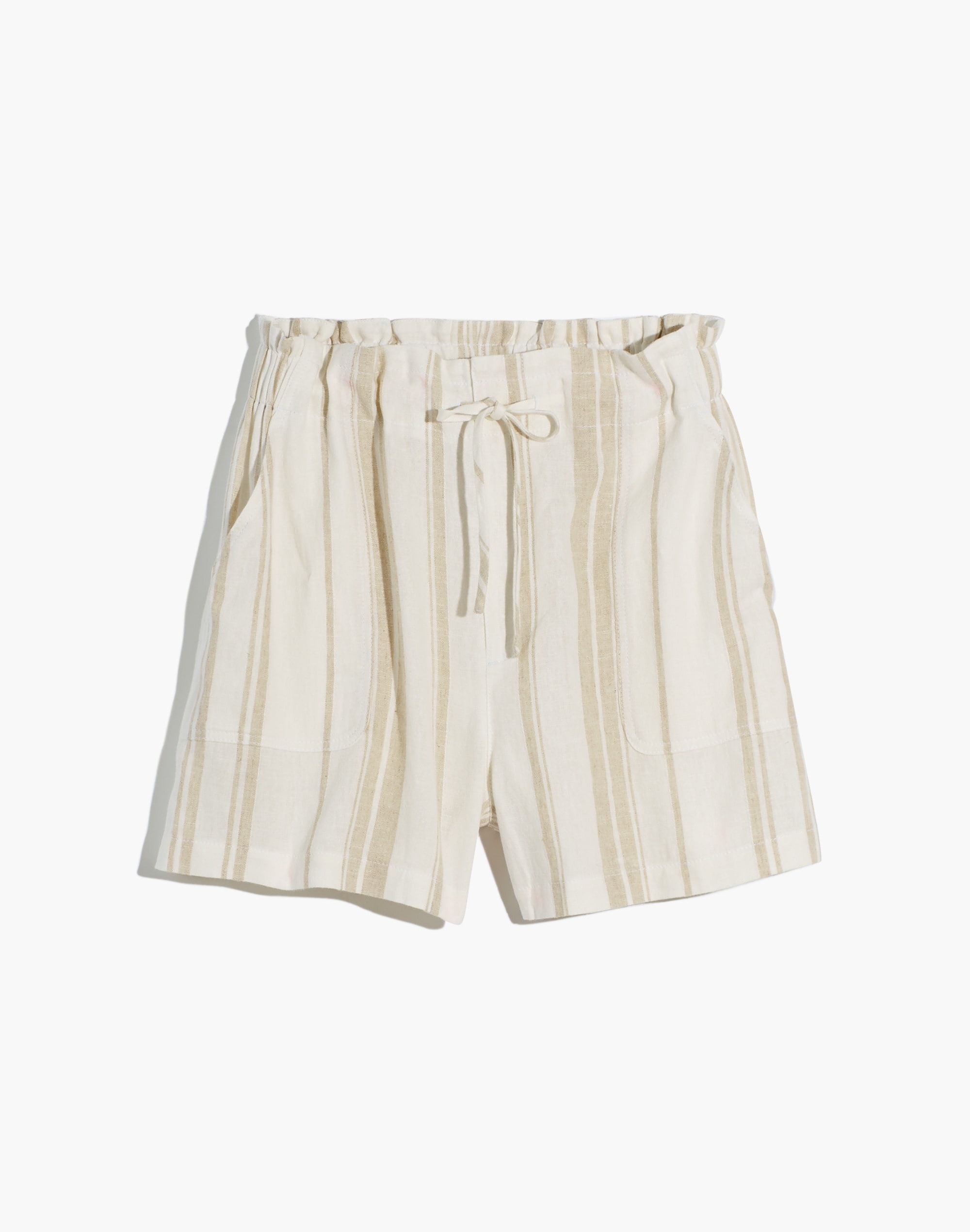 Linen-Blend Pull-On Paperbag Shorts: Undyed Stripe Edition | Madewell