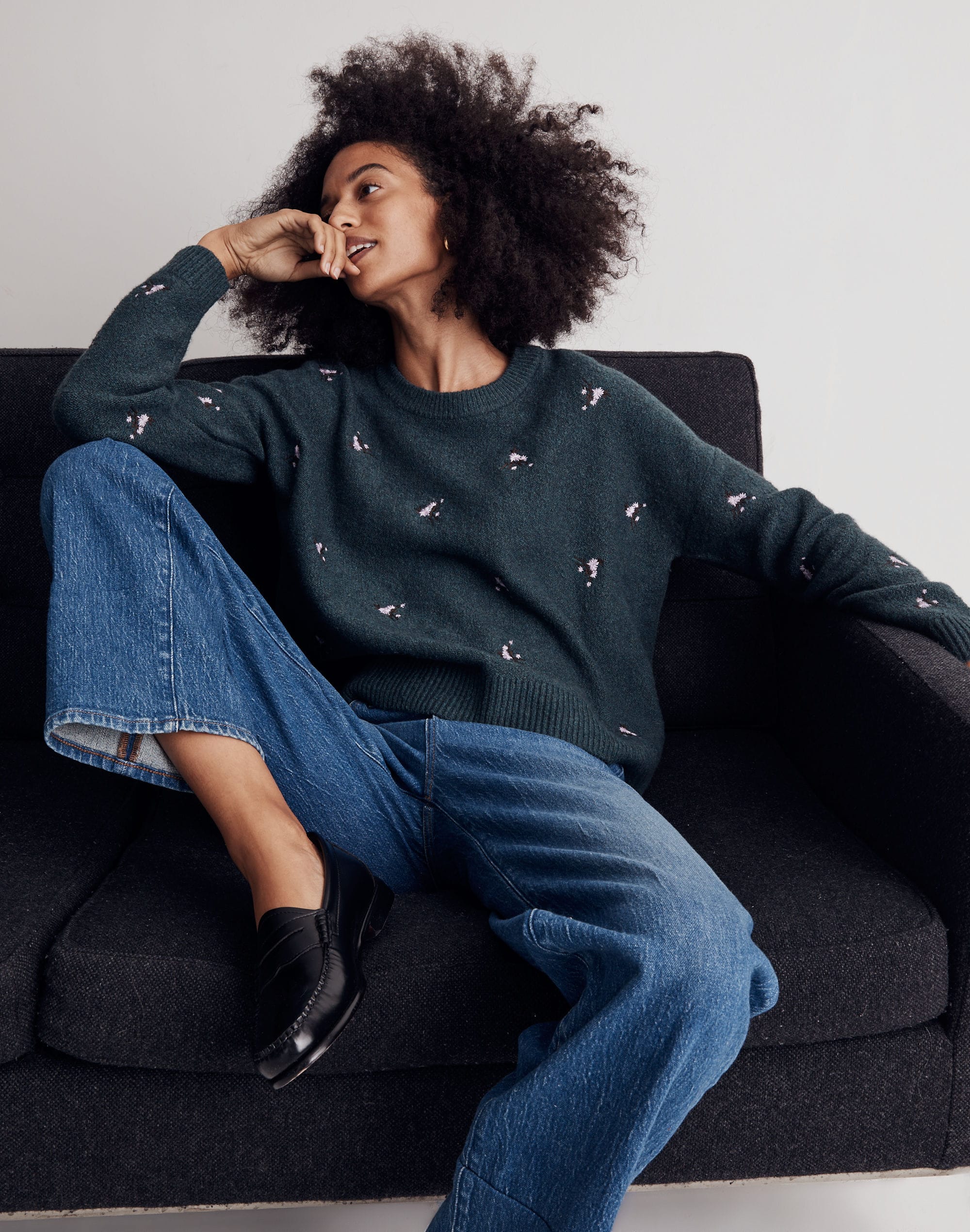 Embroidered Cross-Stitch Floral Pullover Sweater | Madewell